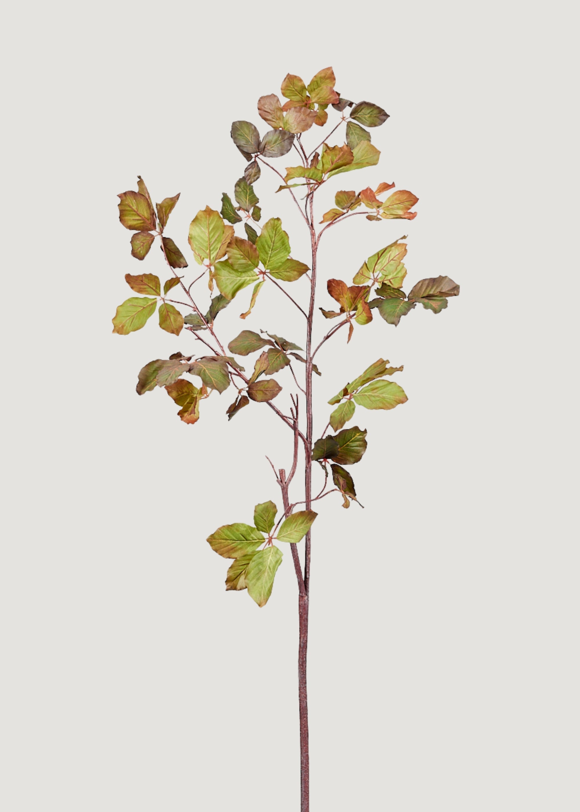 Tall Burgundy Green Faux Chestnut Leaf Branch - 47"