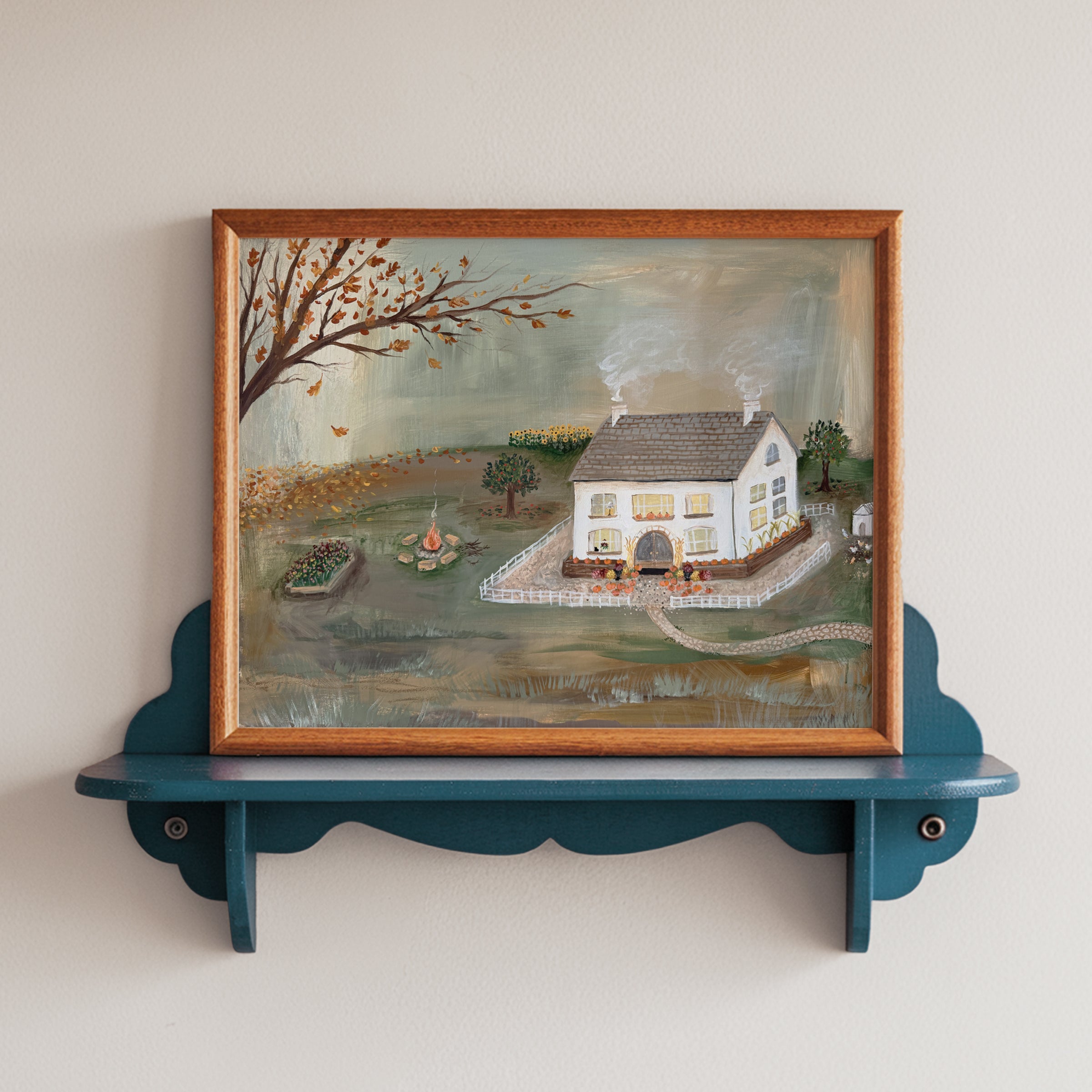 Autumn Cottage Canvas Wall Art
