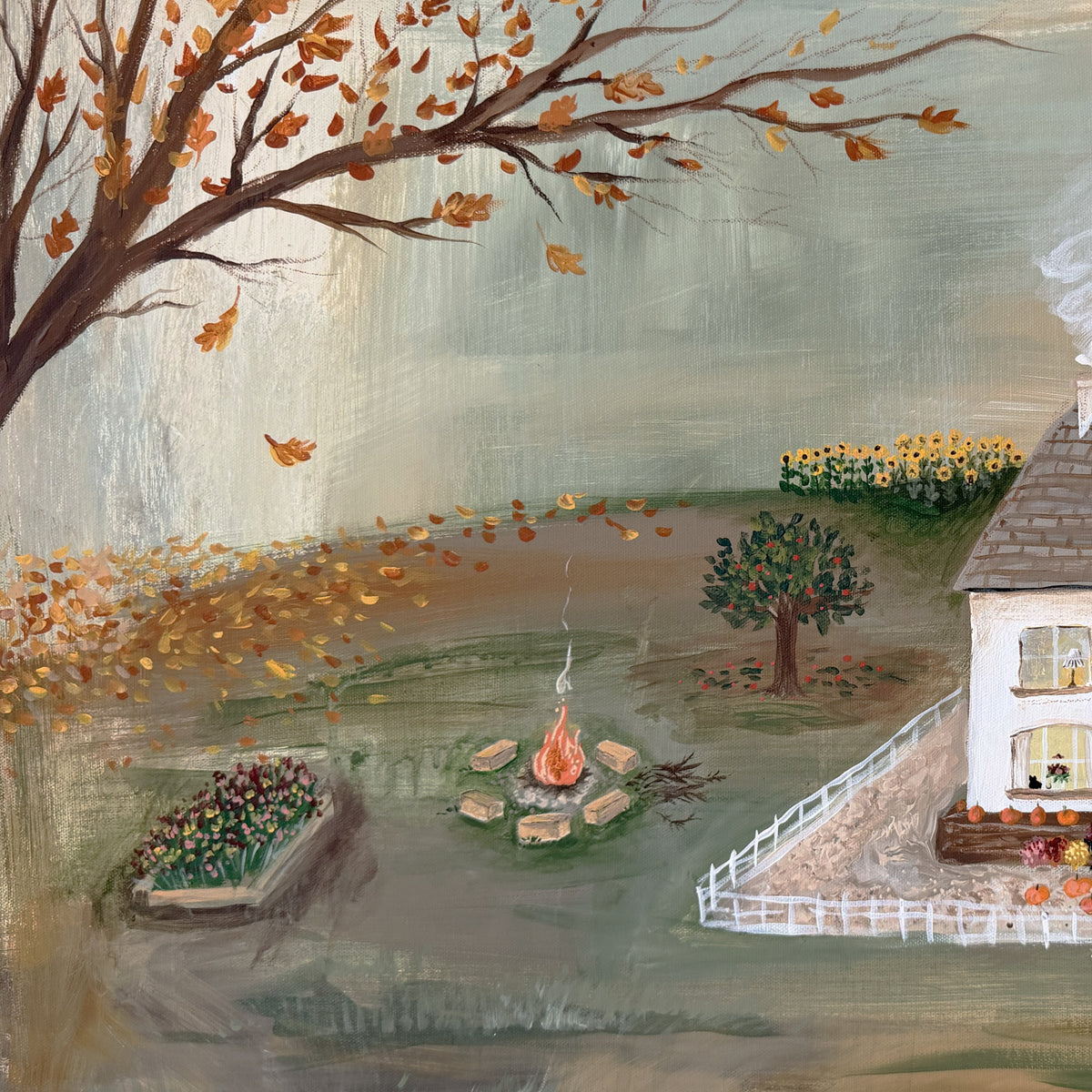 Autumn Cottage Canvas Wall Art