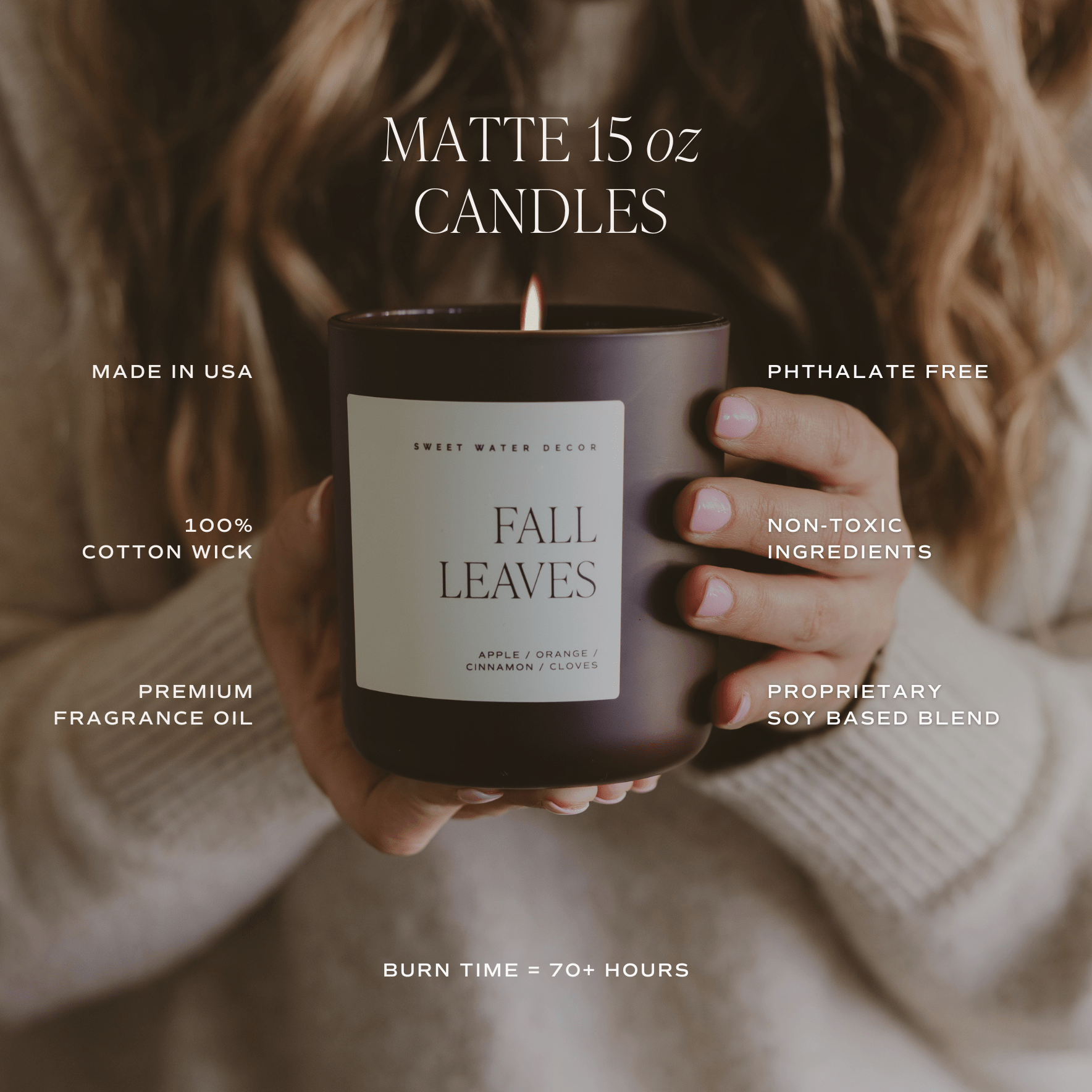 Fall Leaves Soy Candle (15oz Brown Matte Jar)