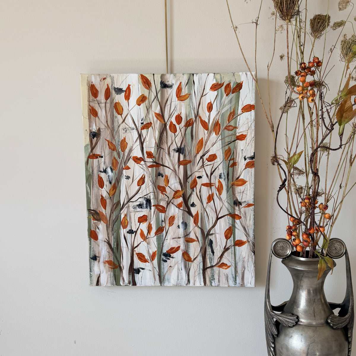 Fiery Birch Canvas Wall Art