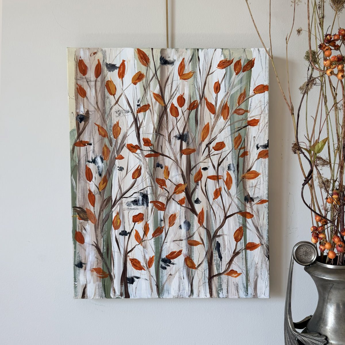 Fiery Birch Canvas Wall Art