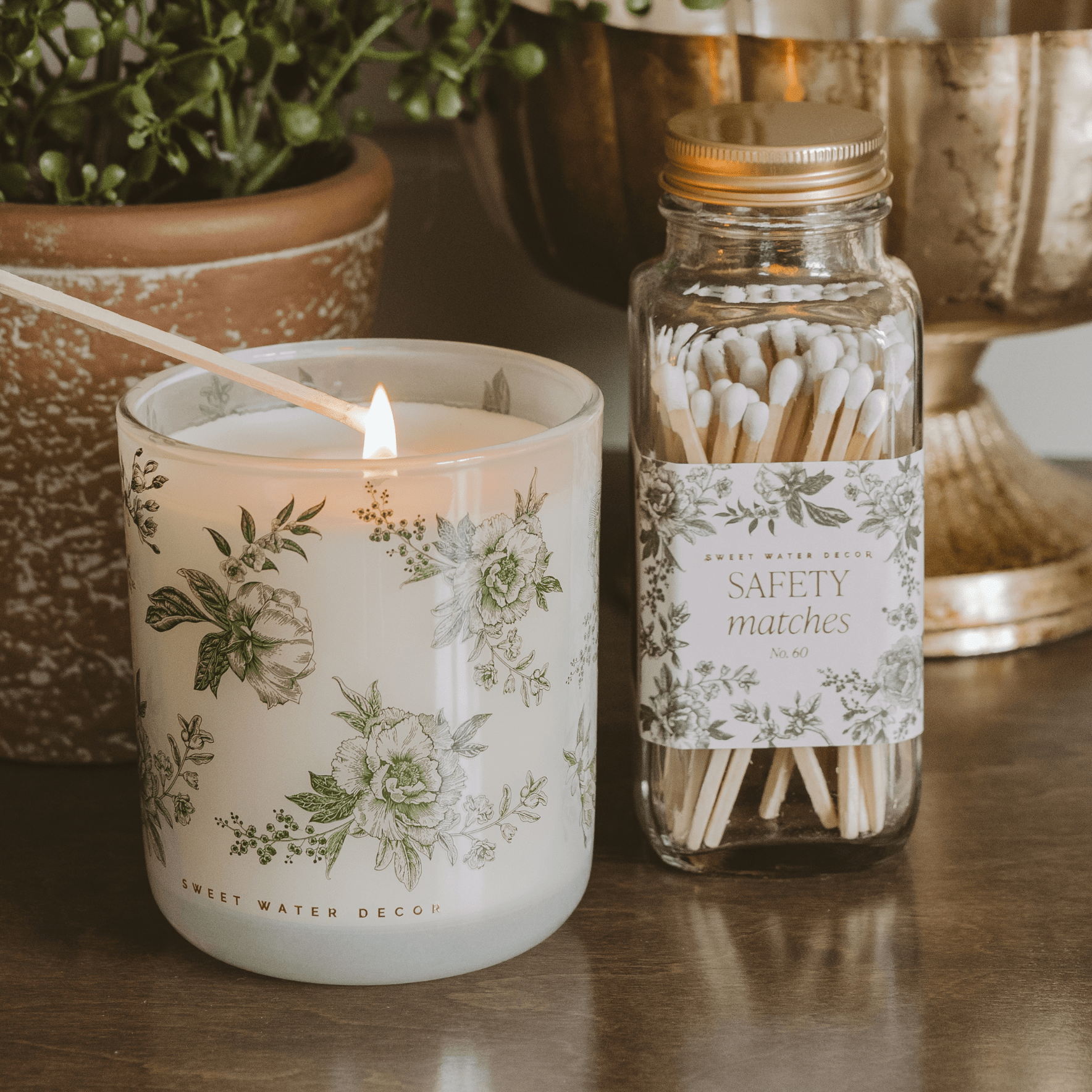 Green Delft Soy Candle - White Translucent Tinted Glass Jar - 12 oz (Lavender and Sage)