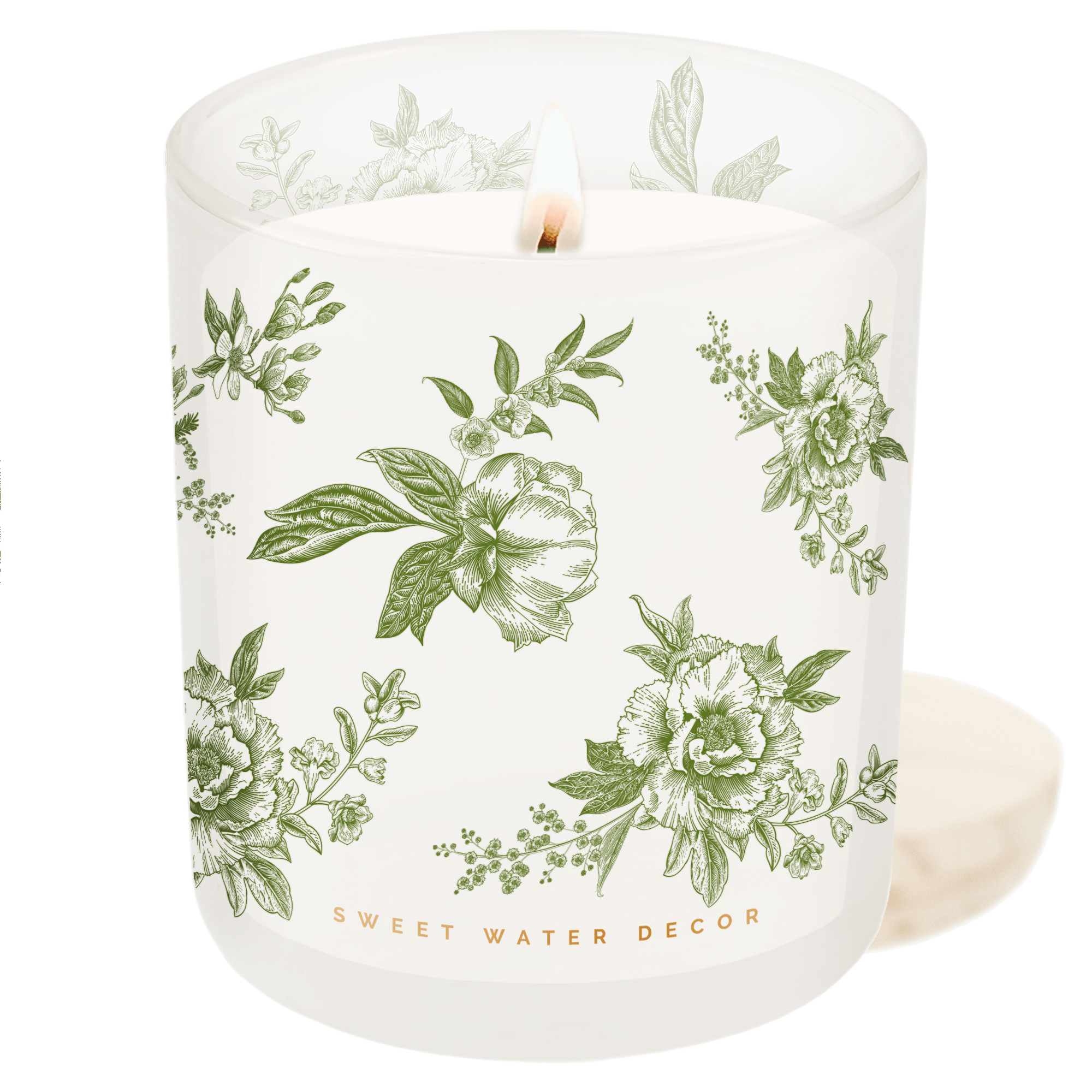 Green Delft Soy Candle - White Translucent Tinted Glass Jar - 12 oz (Lavender and Sage)