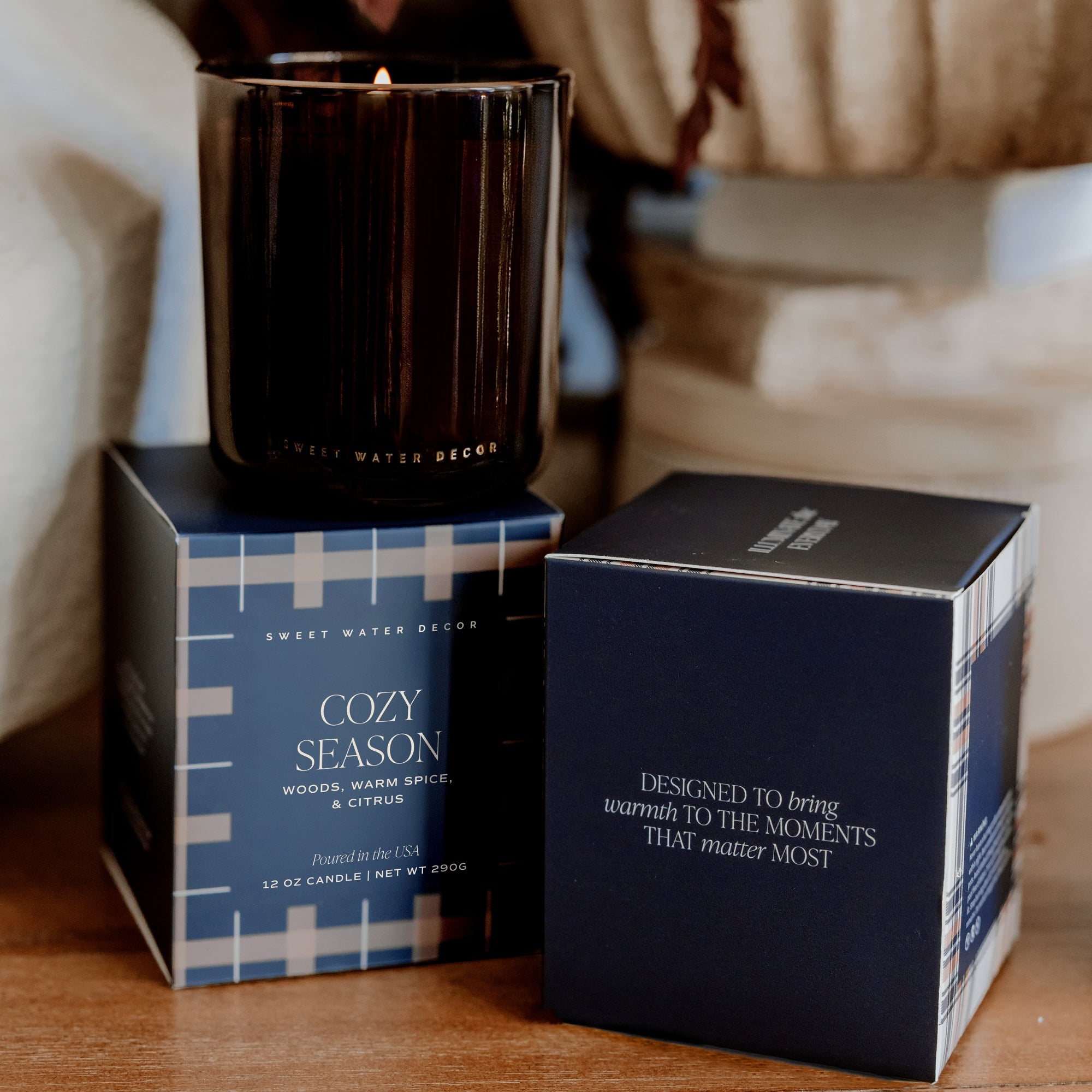 Cozy Season Soy Candle (12oz Boxed Amber Tinted Glass Jar)