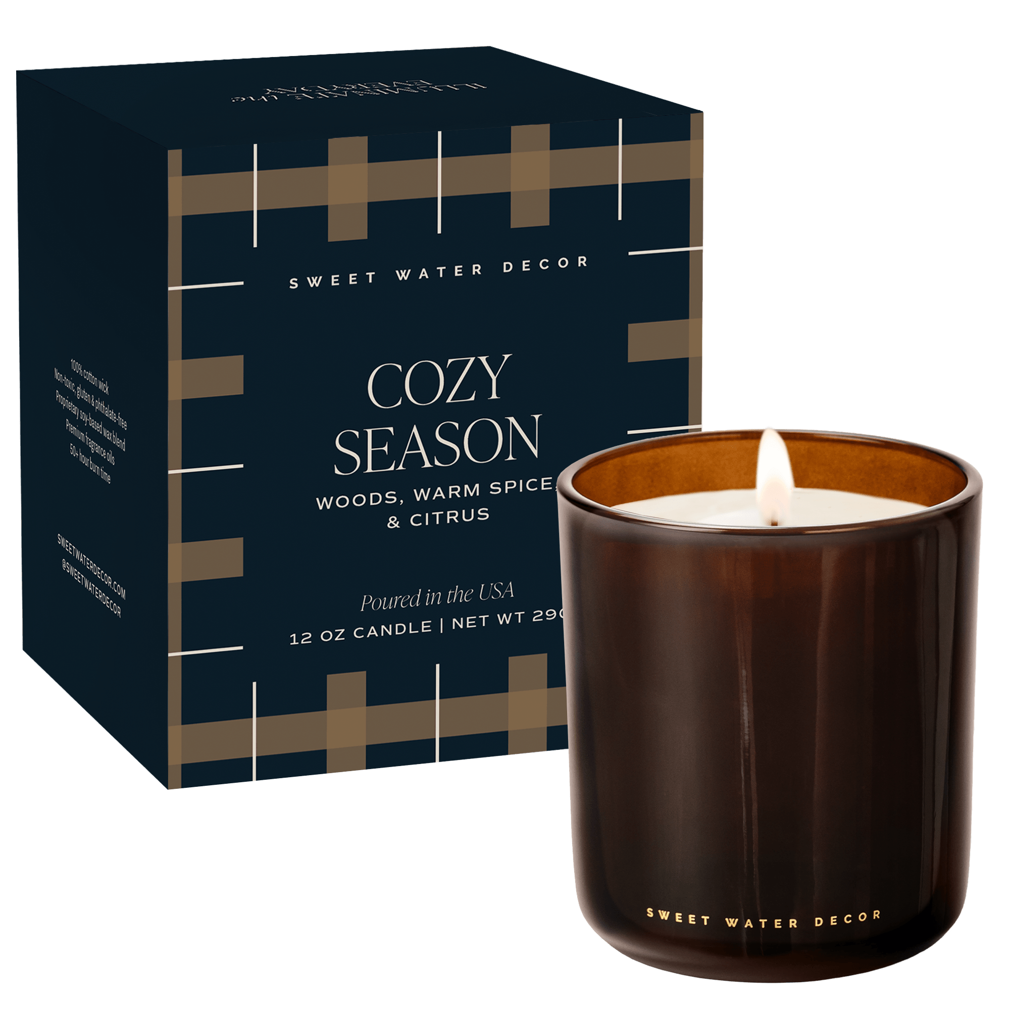 Cozy Season Soy Candle (12oz Boxed Amber Tinted Glass Jar)
