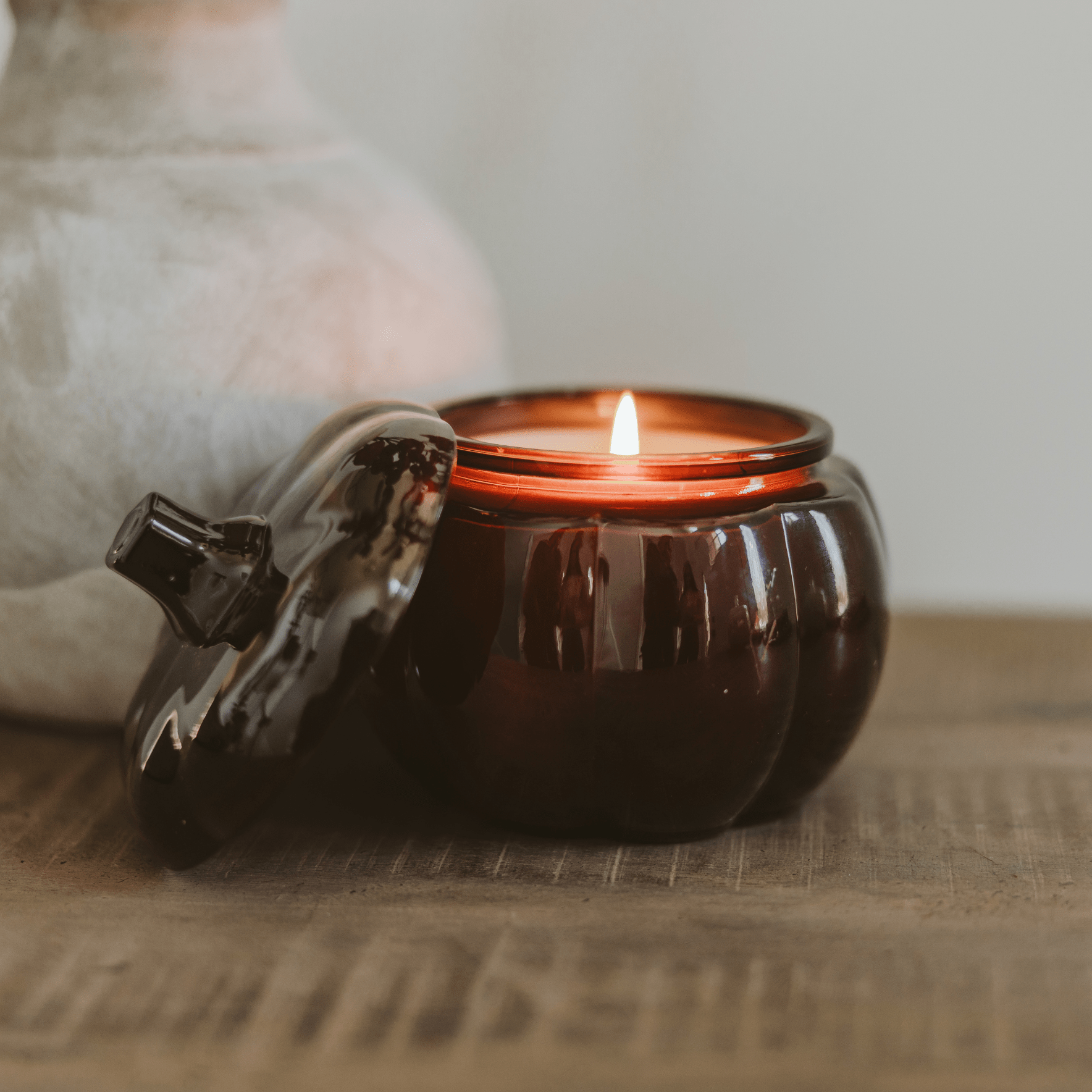 Hello Fall Soy Candle (20oz Amber Glass Pumpkin Jar)