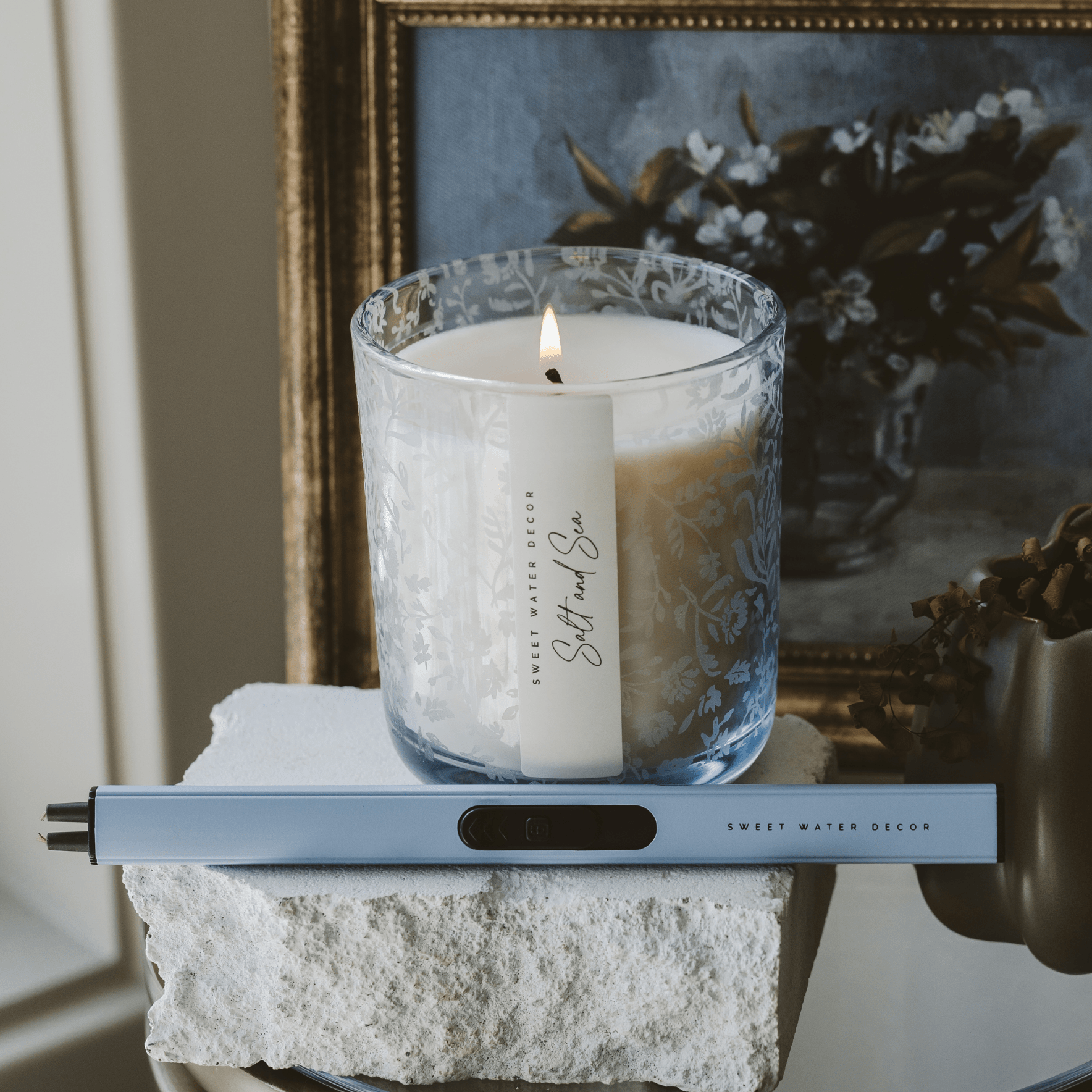 Salt and Sea Soy Candle (12 oz Blue Tinted Glass Jar)