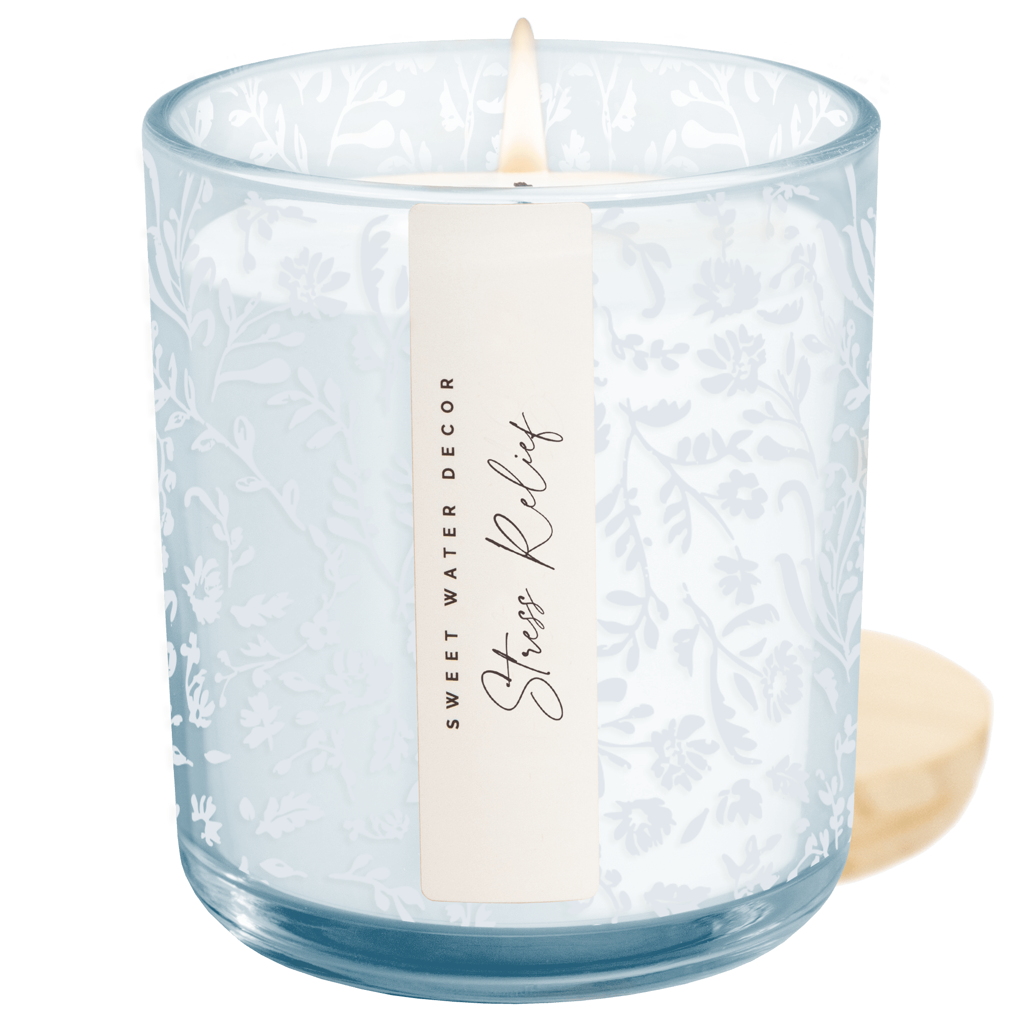Stress Relief Soy Candle (12 oz Blue Tinted Glass Jar)