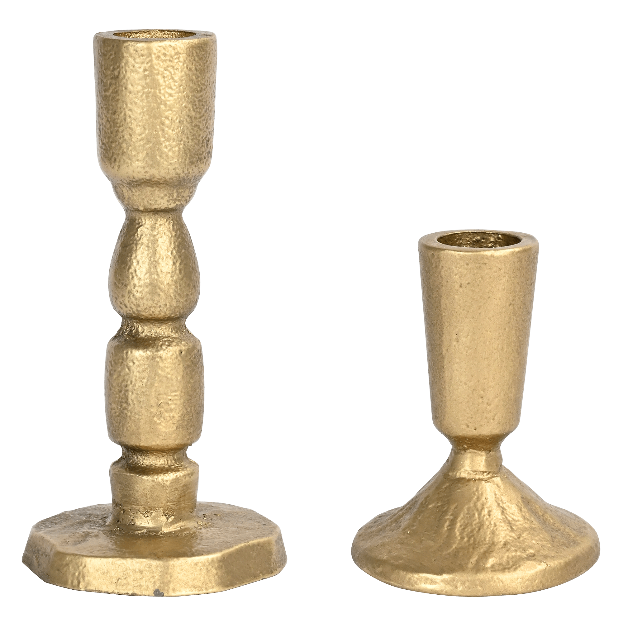 Gold Cast Iron Taper Candle Holders (Set of 2)