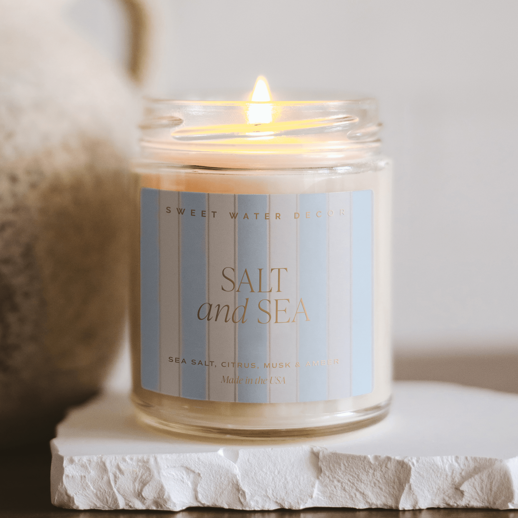 Salt and Sea Soy Patterned Candle (9oz Clear Jar)