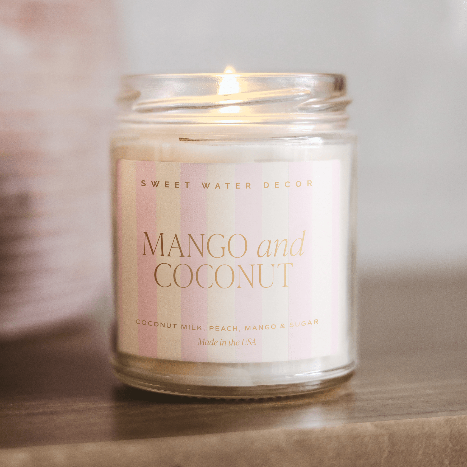 Mango and Coconut Soy Patterned Candle (9 oz Clear Jar)