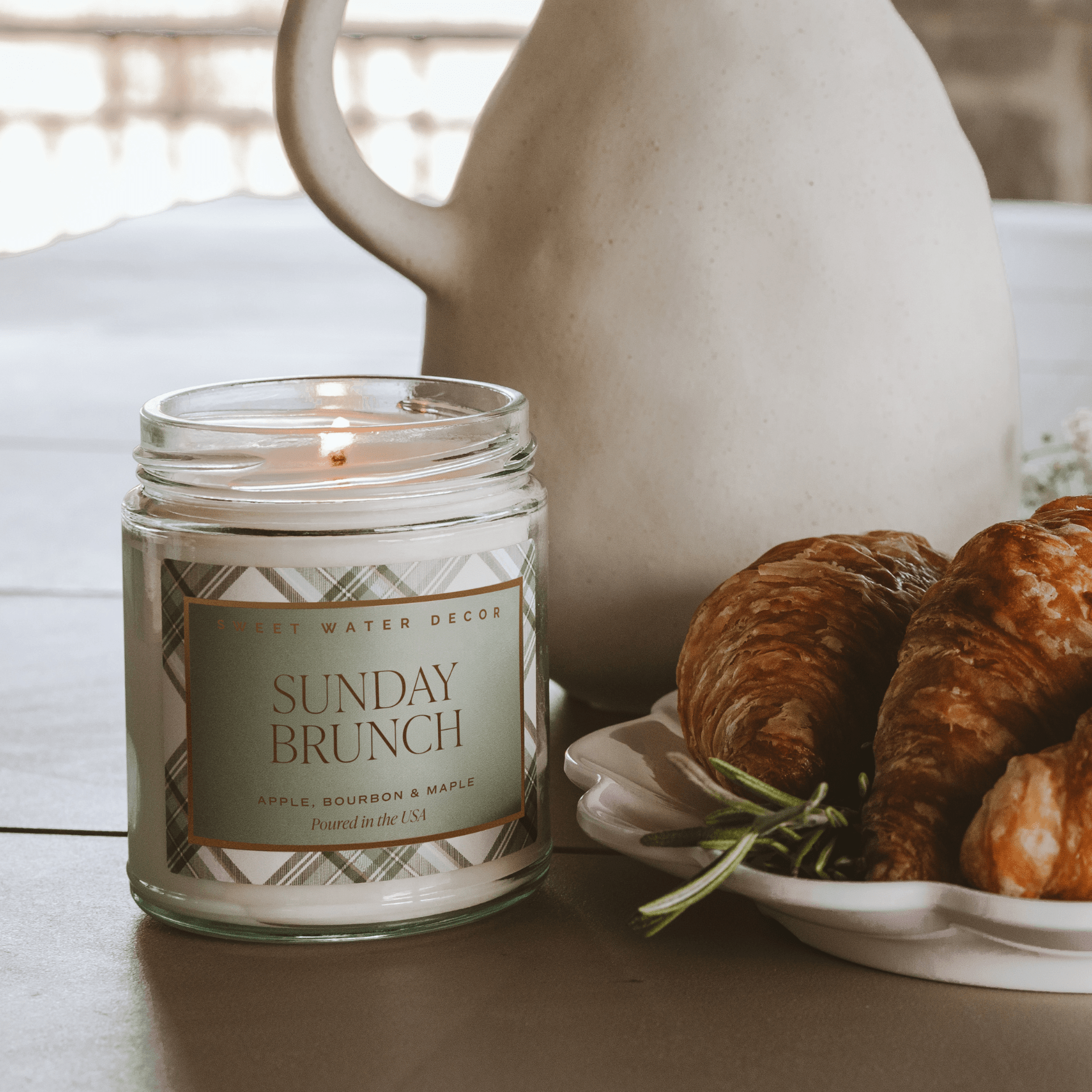 Sunday Brunch Soy Candle (9oz Clear Patterned Jar)