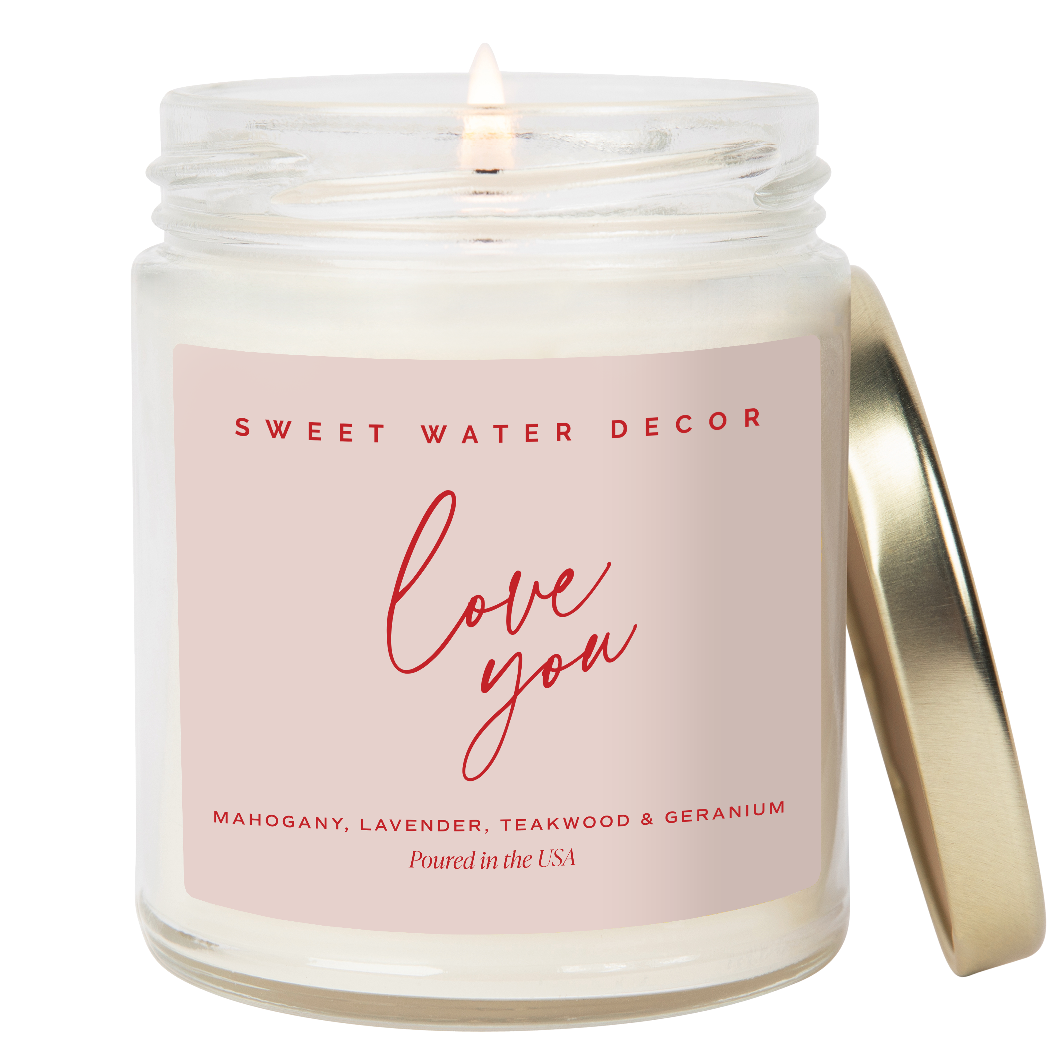 Love You Soy Patterned Candle (9 oz Clear Jar)