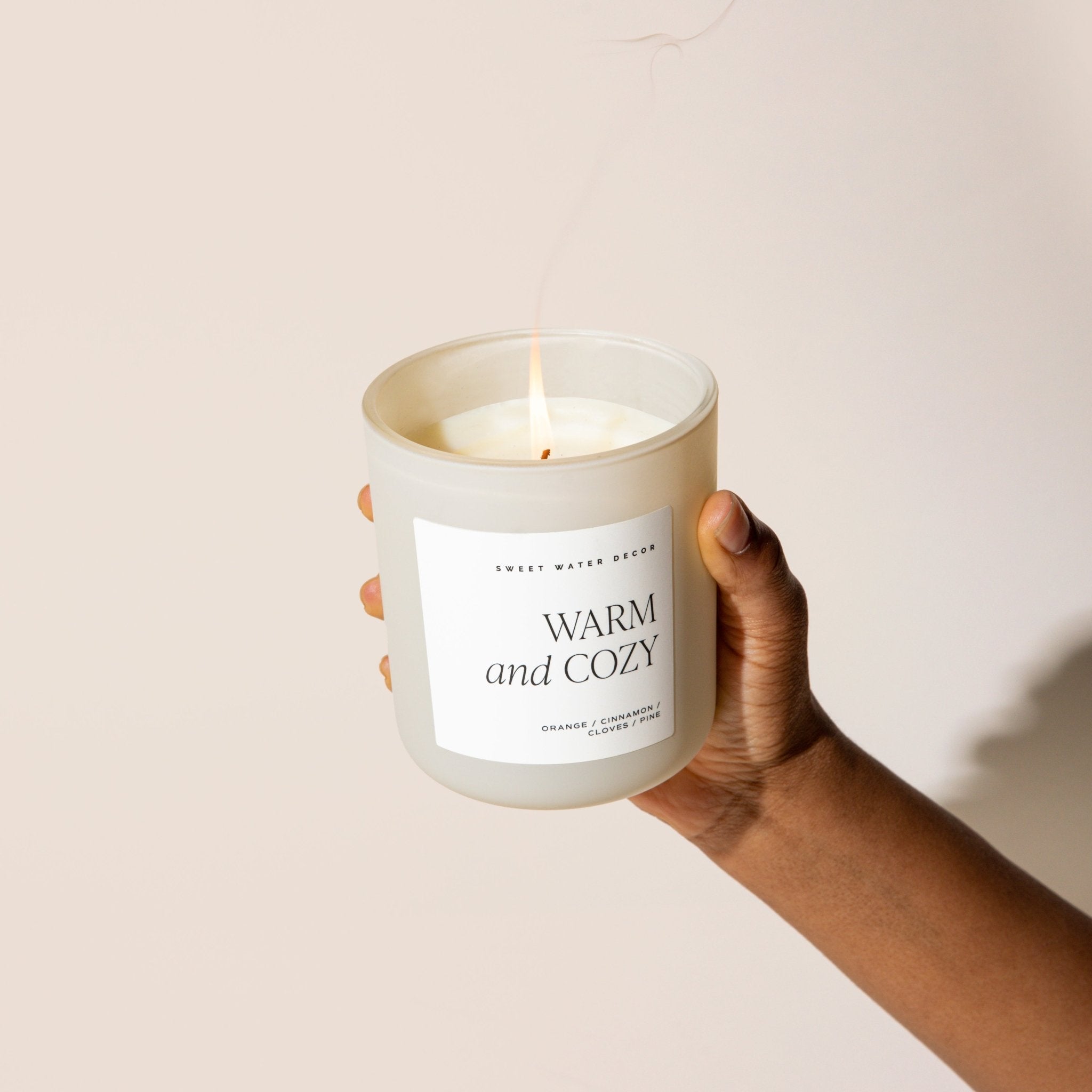 Warm and Cozy Soy Candle (15oz Tan Matte Jar)