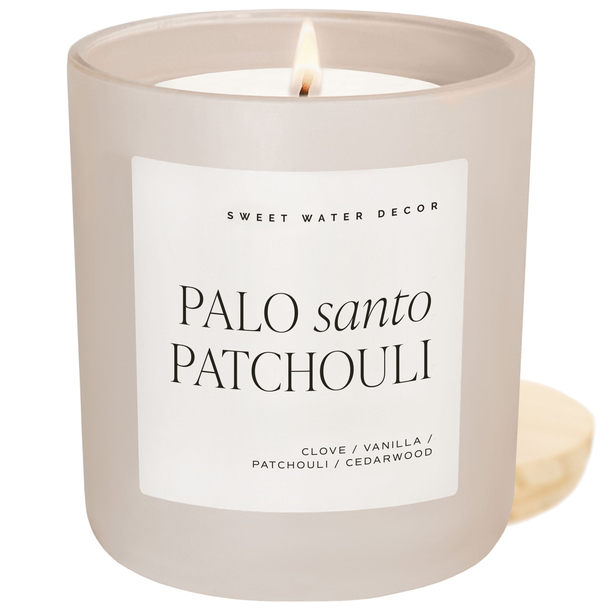 Palo Santo Patchouli Soy Candle (15oz Tan Matte Jar)