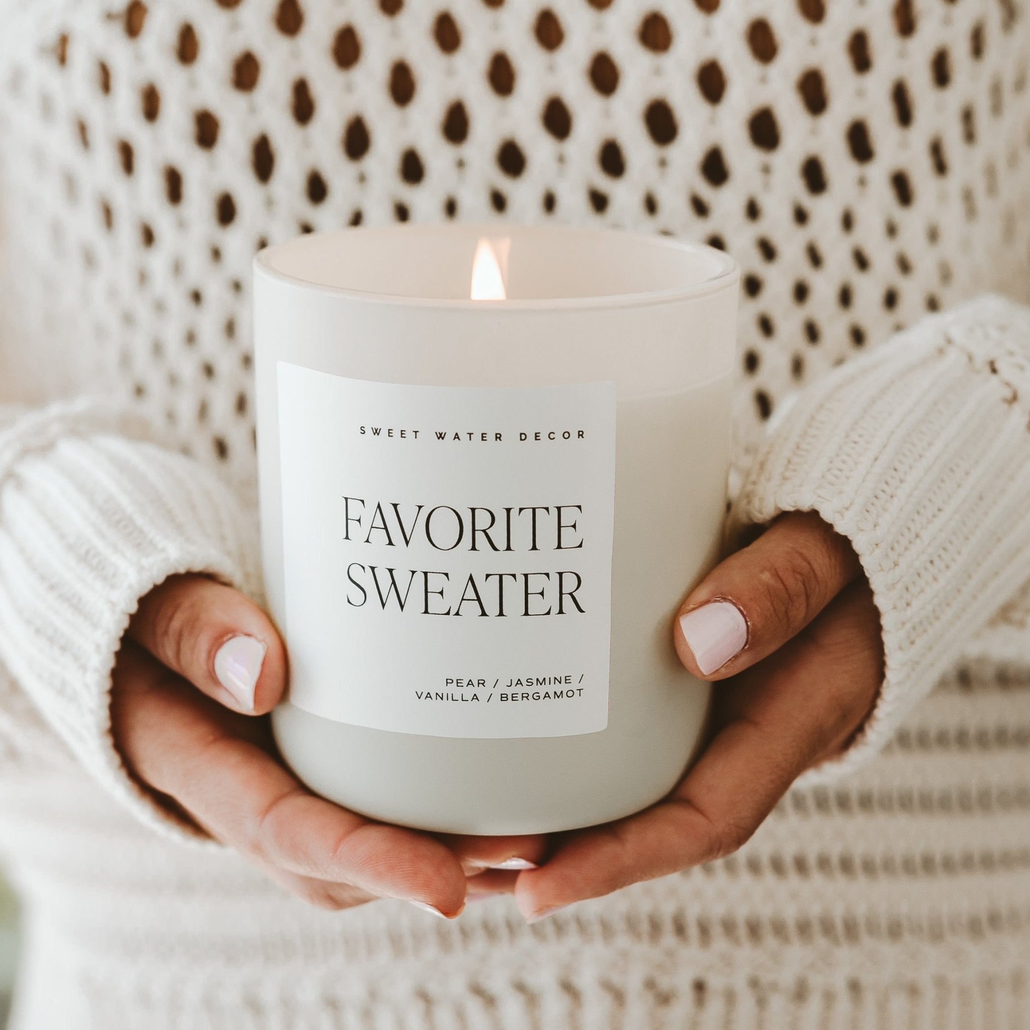 Favorite Sweater Soy Candle (15oz Tan Matte Jar)