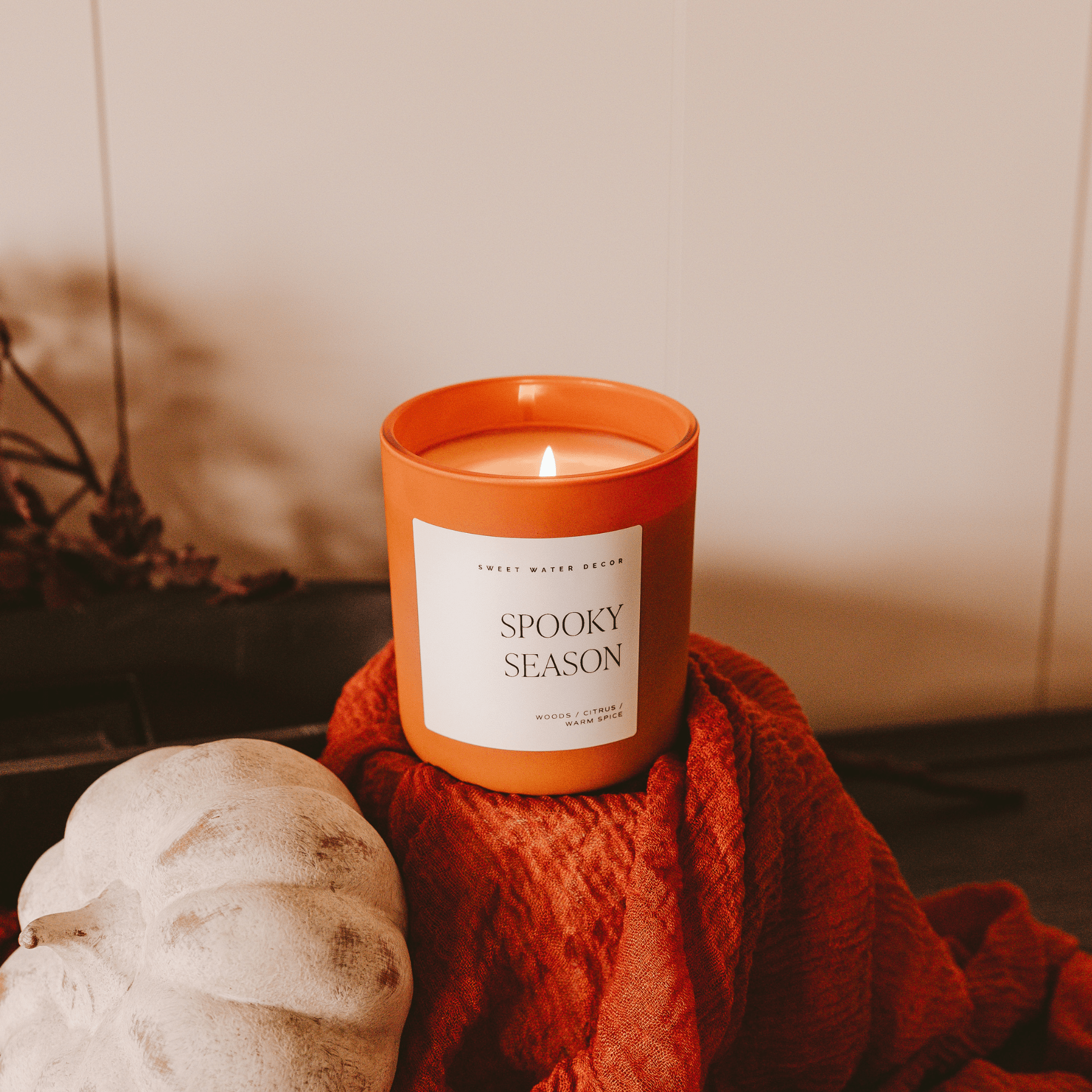 Spooky Season Soy Candle (15oz Orange Matte Jar – Cozy Season scent))