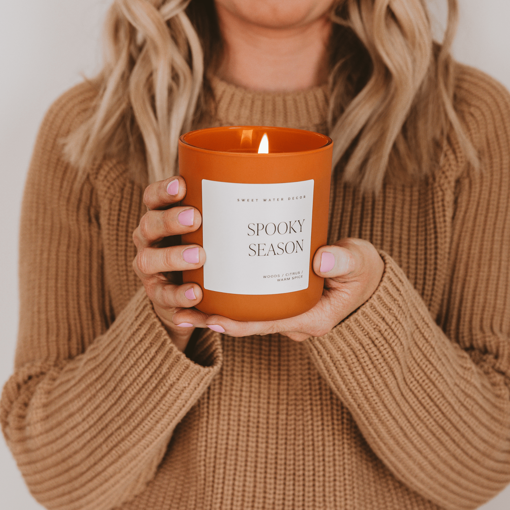 Spooky Season Soy Candle (15oz Orange Matte Jar – Cozy Season scent))