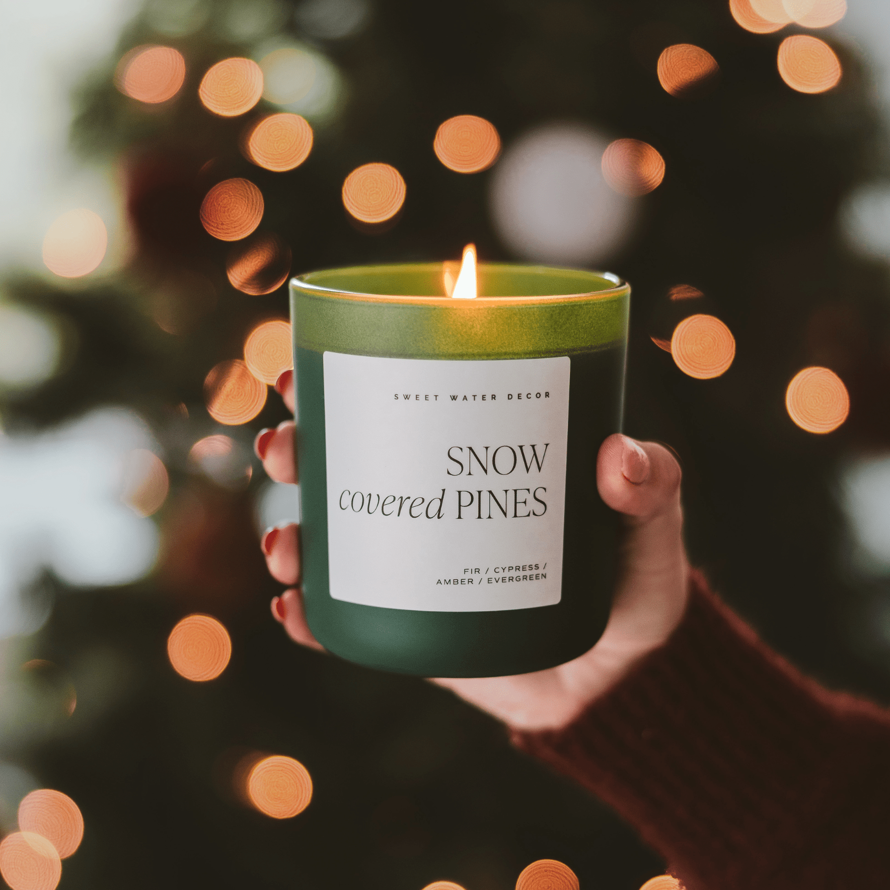 Snow Covered Pines Soy Candle (15oz Green Matte Jar – Fraser Fir)