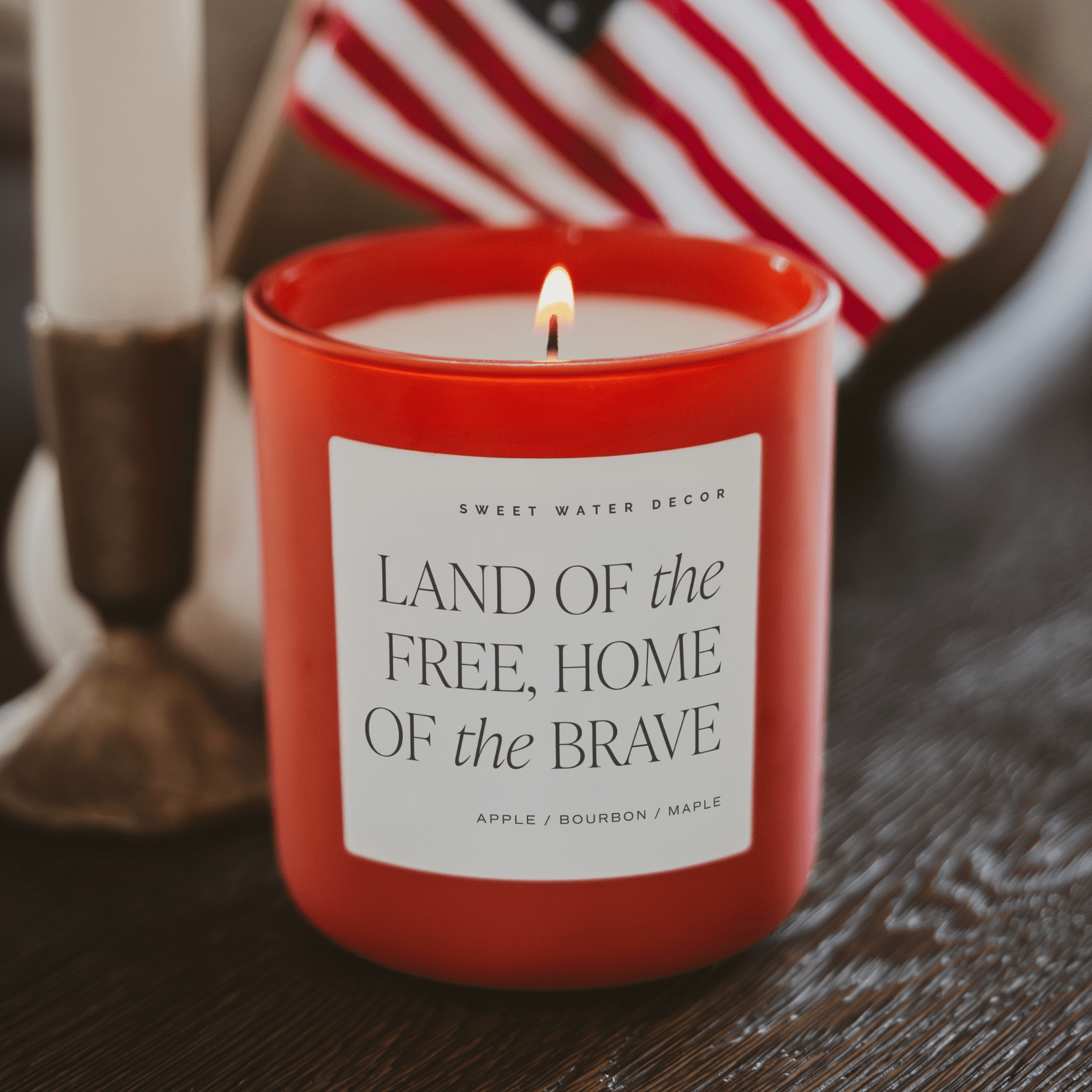Land of the Free Home of the Brave Soy Candle (15 oz Red Matte Jar)