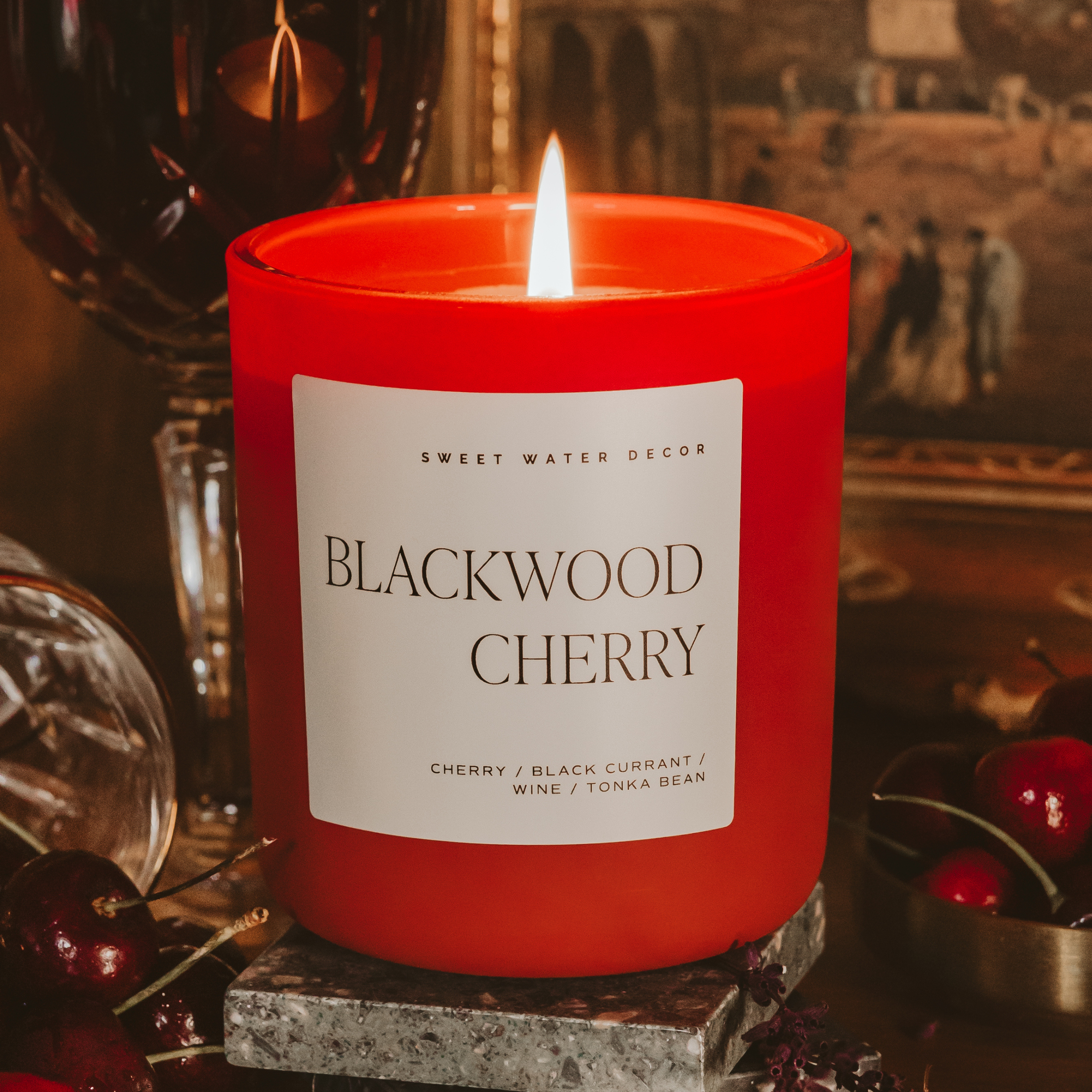 Blackwood Cherry Soy Candle (15 oz Red Matte Jar)