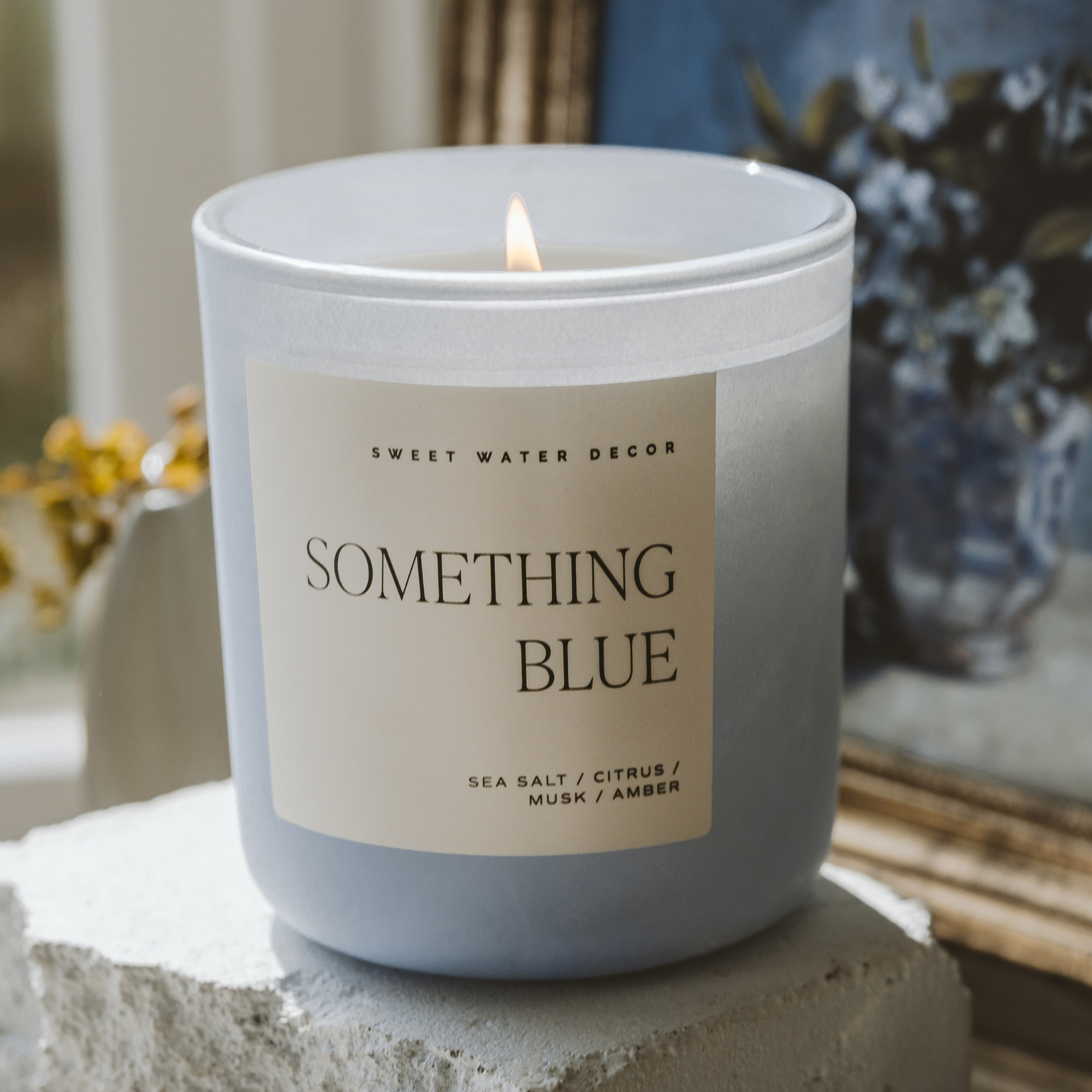 Something Blue Soy Candle (15 oz Blue Matte Jar – Salt and Sea)
