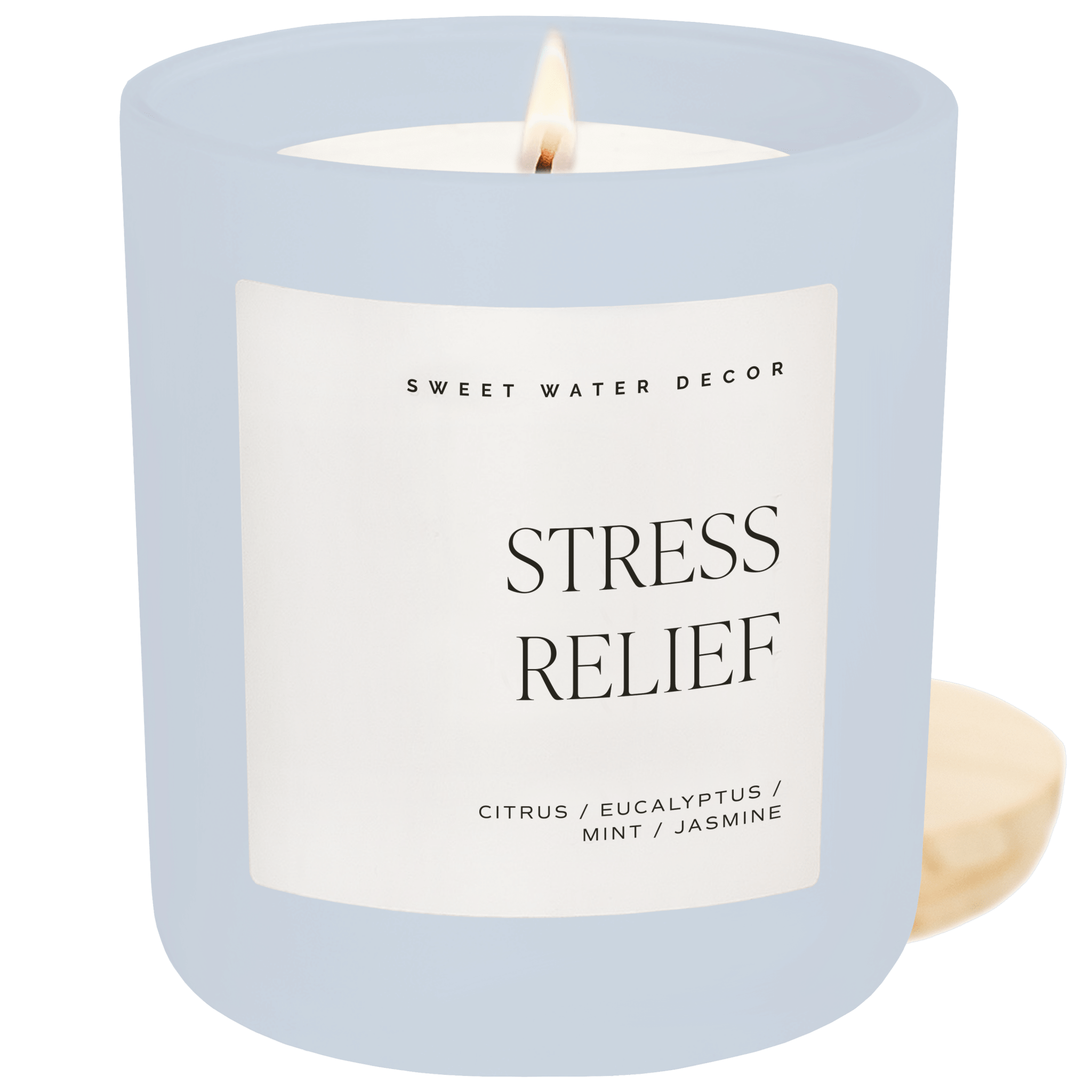 Stress Relief Soy Candle (15 oz Blue Matte Jar)
