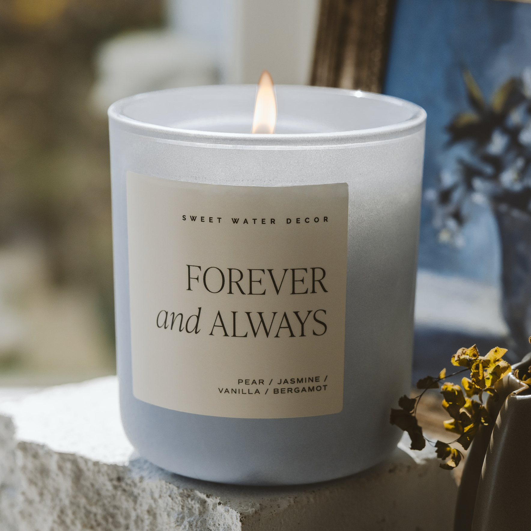 Forever and Always Soy Candle (15 oz Blue Matte Jar)