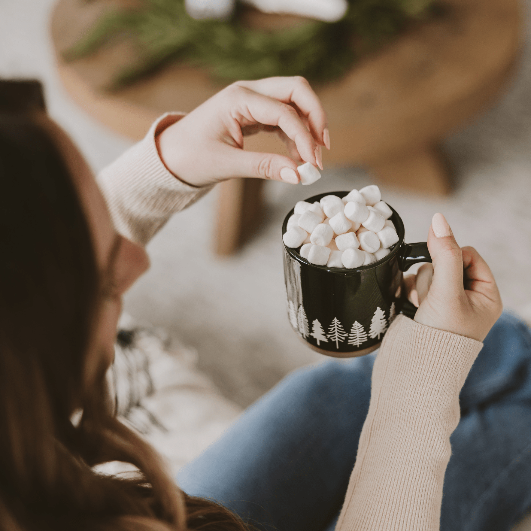Pine Trees Stoneware Coffee Mug (14oz)