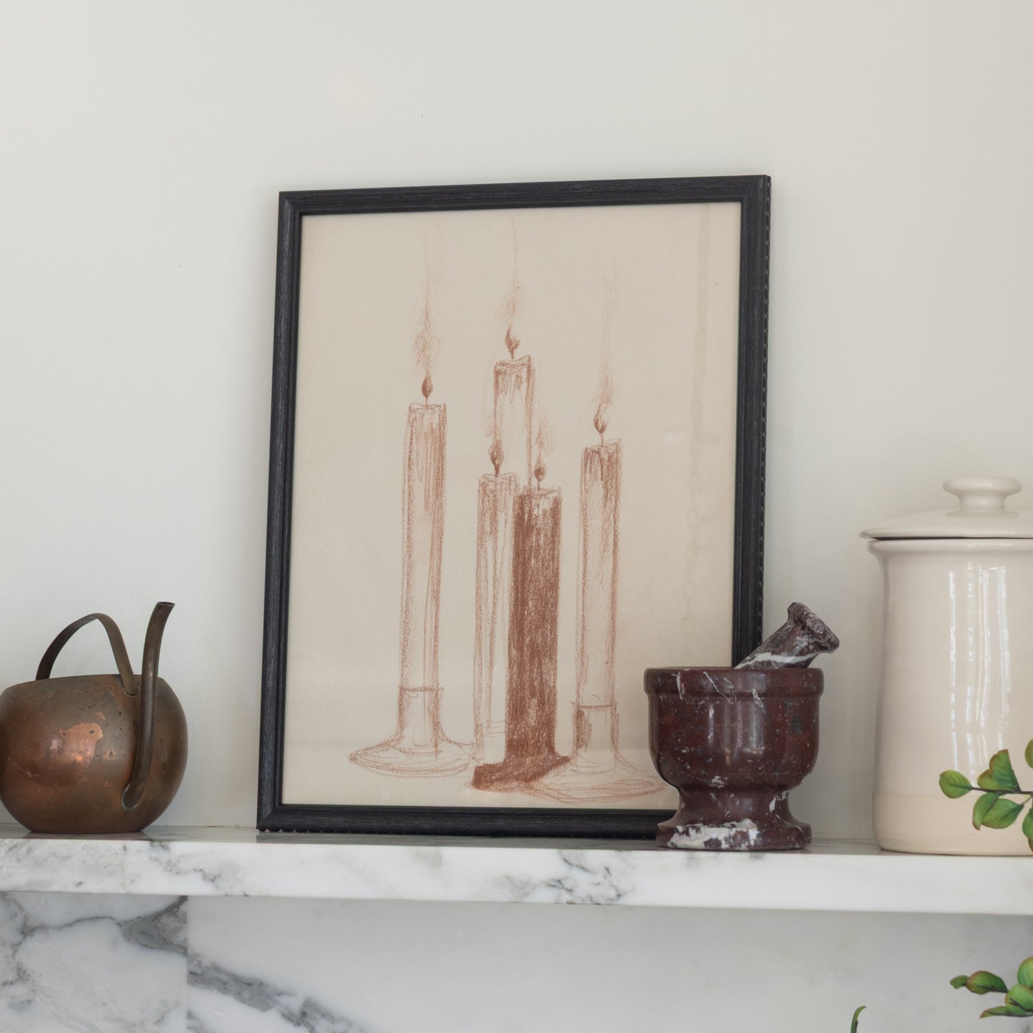 Sepia Candle Sketch Luxe Art Print