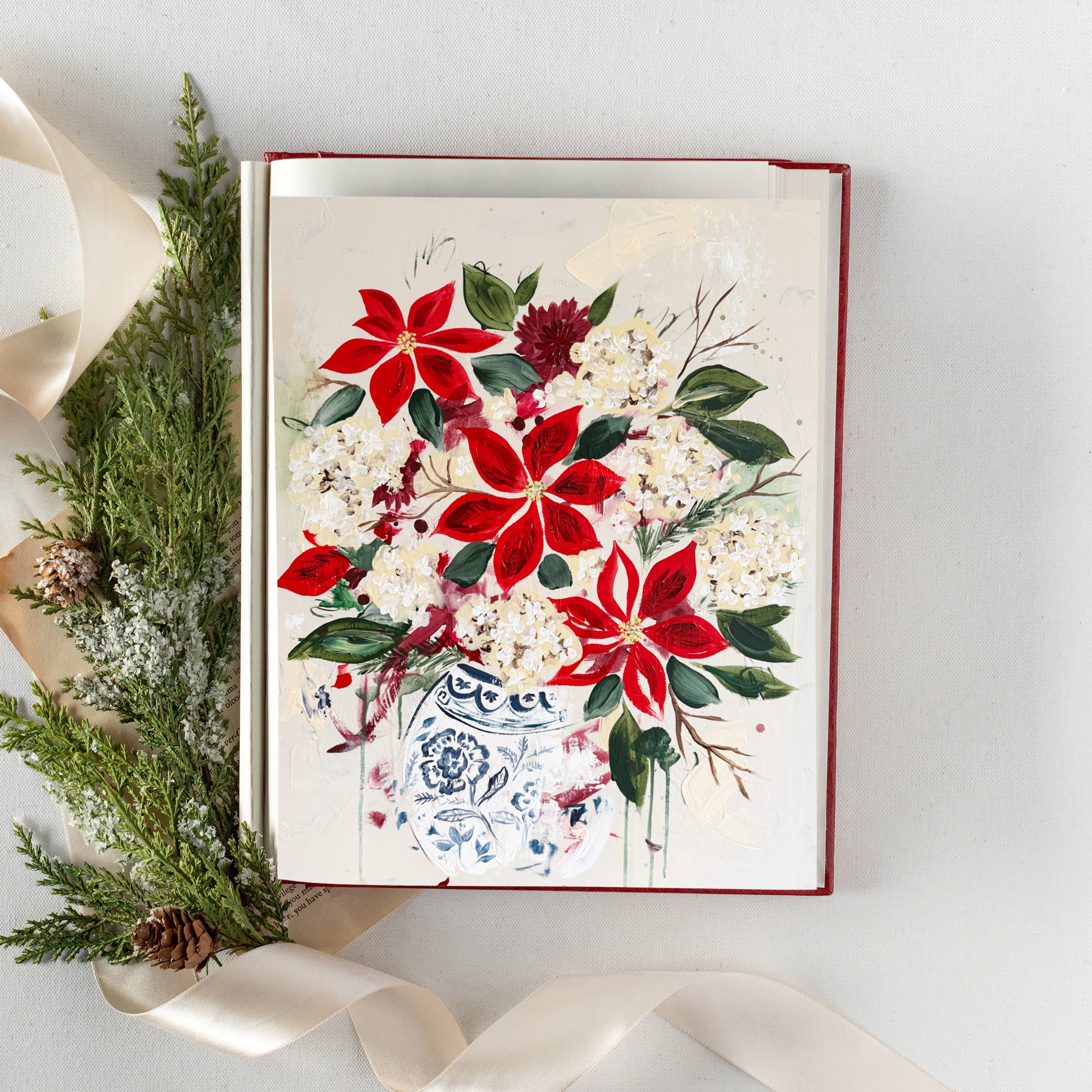 Chinoiserie Christmas Bouquet Luxe Art Print