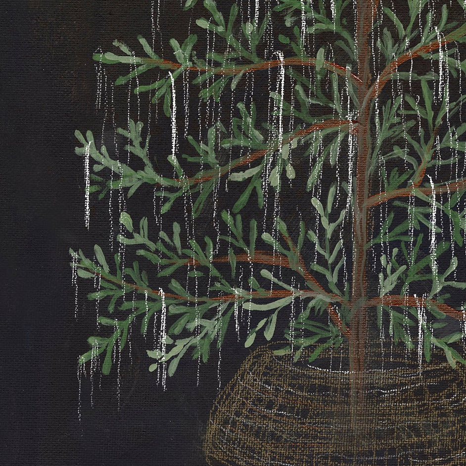 Christmas Tree with Tinsel Luxe Art Print