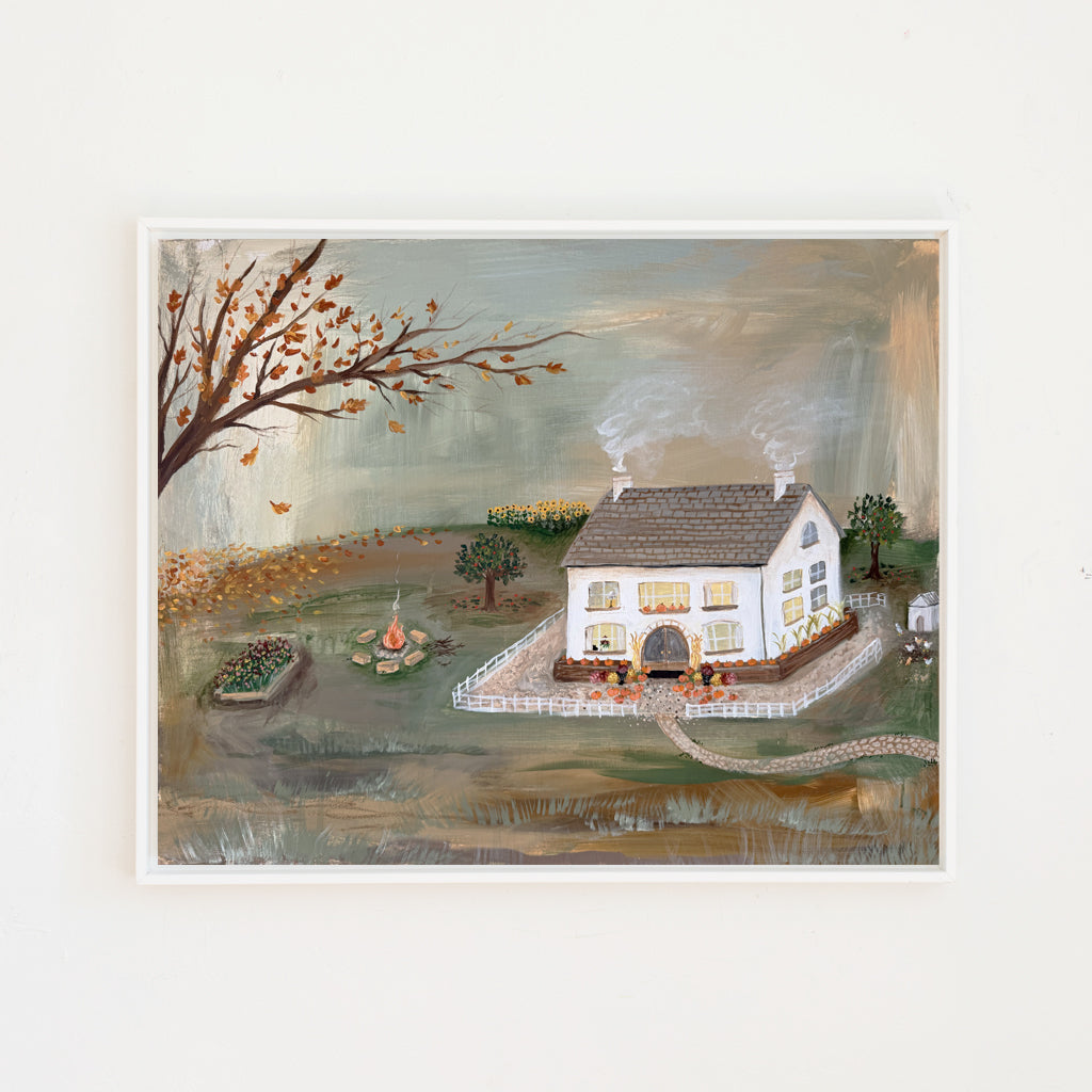 Autumn Cottage Canvas Wall Art
