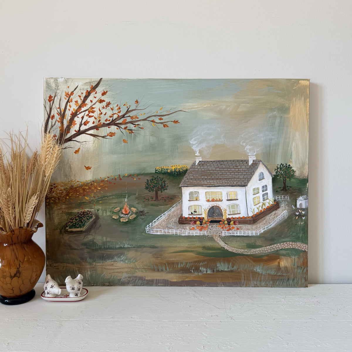 Autumn Cottage Canvas Wall Art