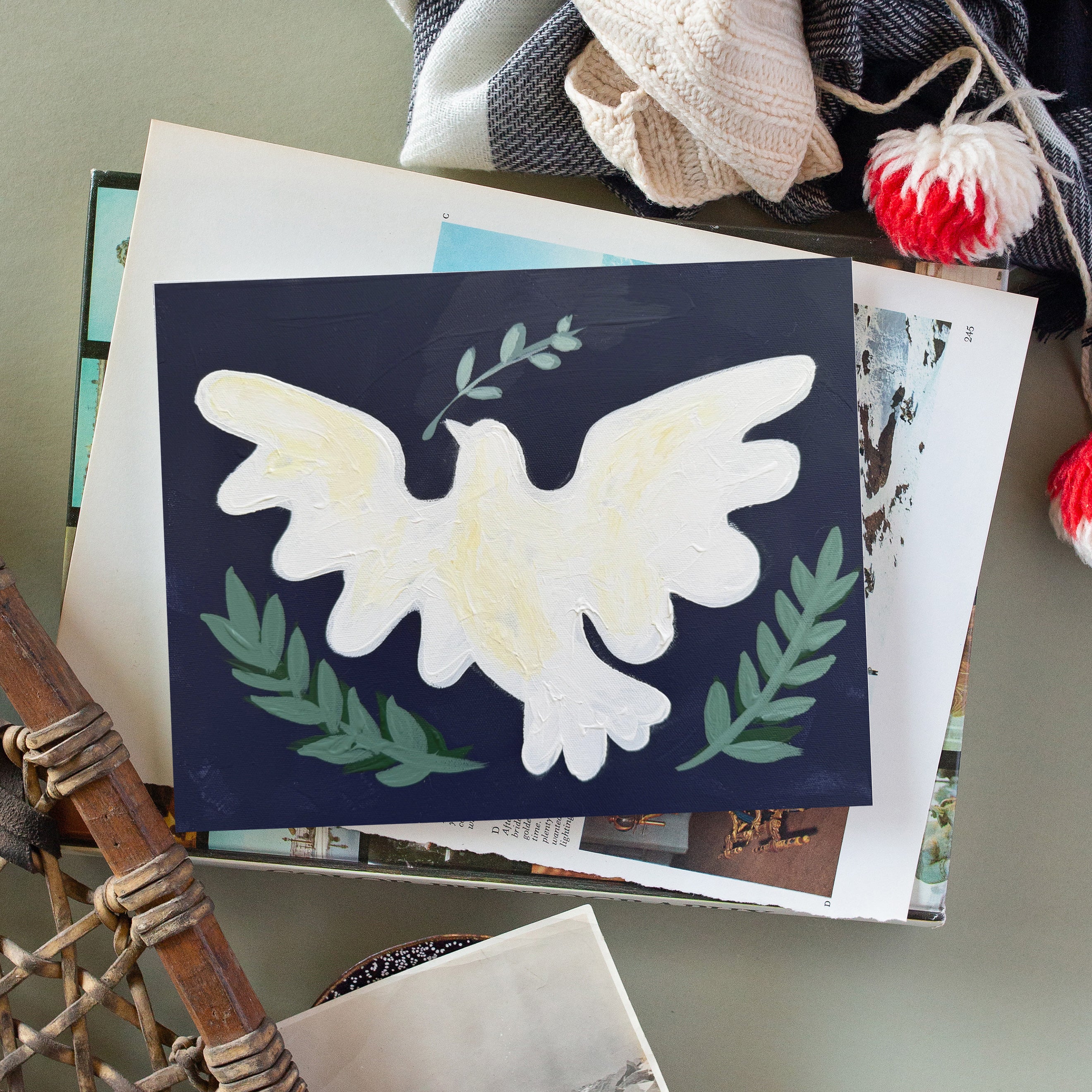 Folk Art Dove Luxe Art Print