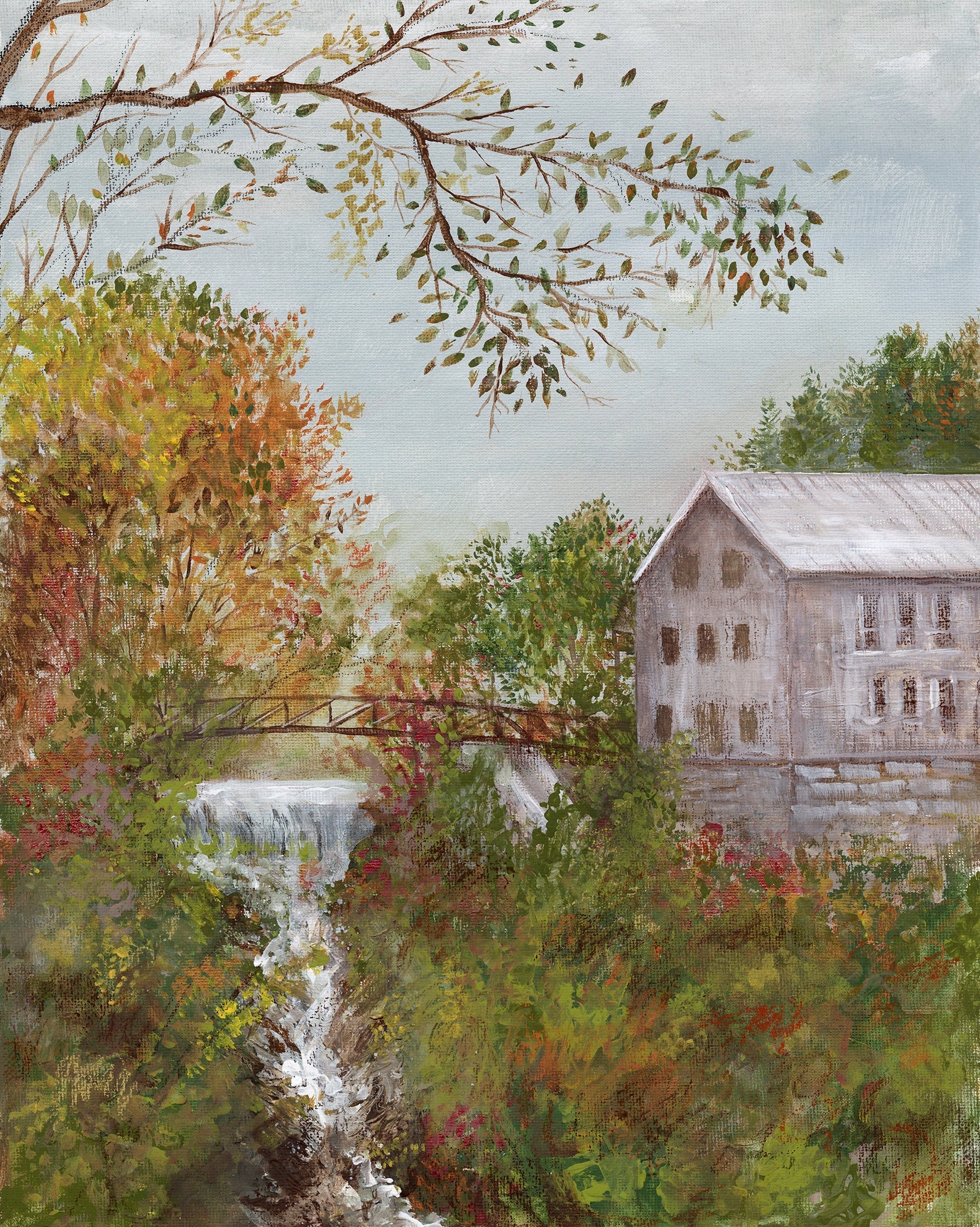 Fall at the Mill Textured Canvas Wall Art