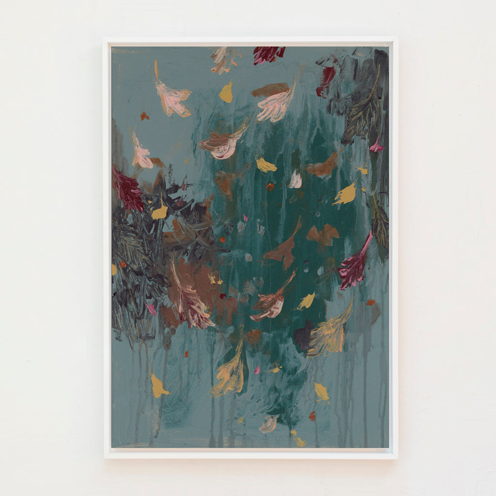 Falling Leaves Textured Canvas Wall Art . Rectangle