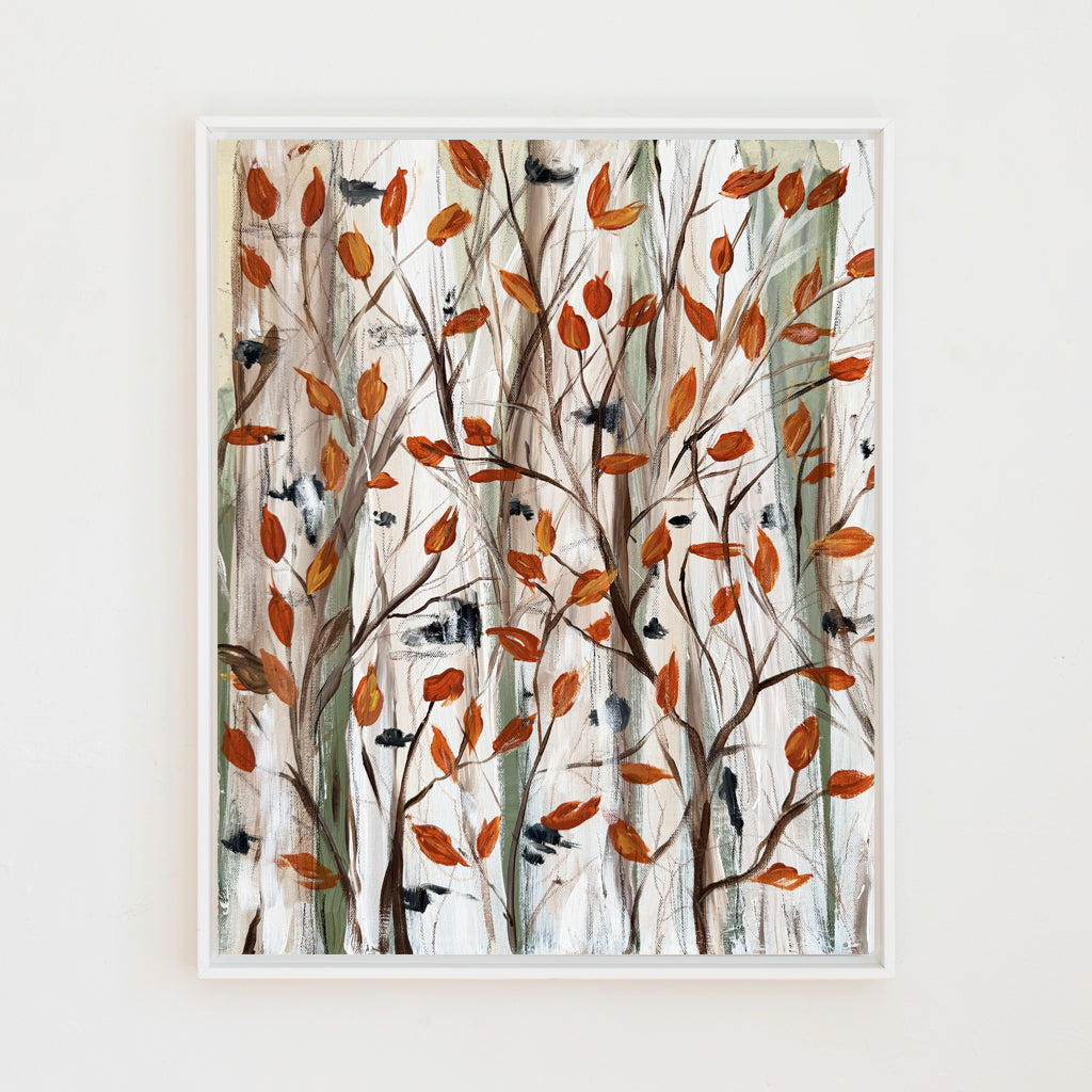 Fiery Birch Canvas Wall Art