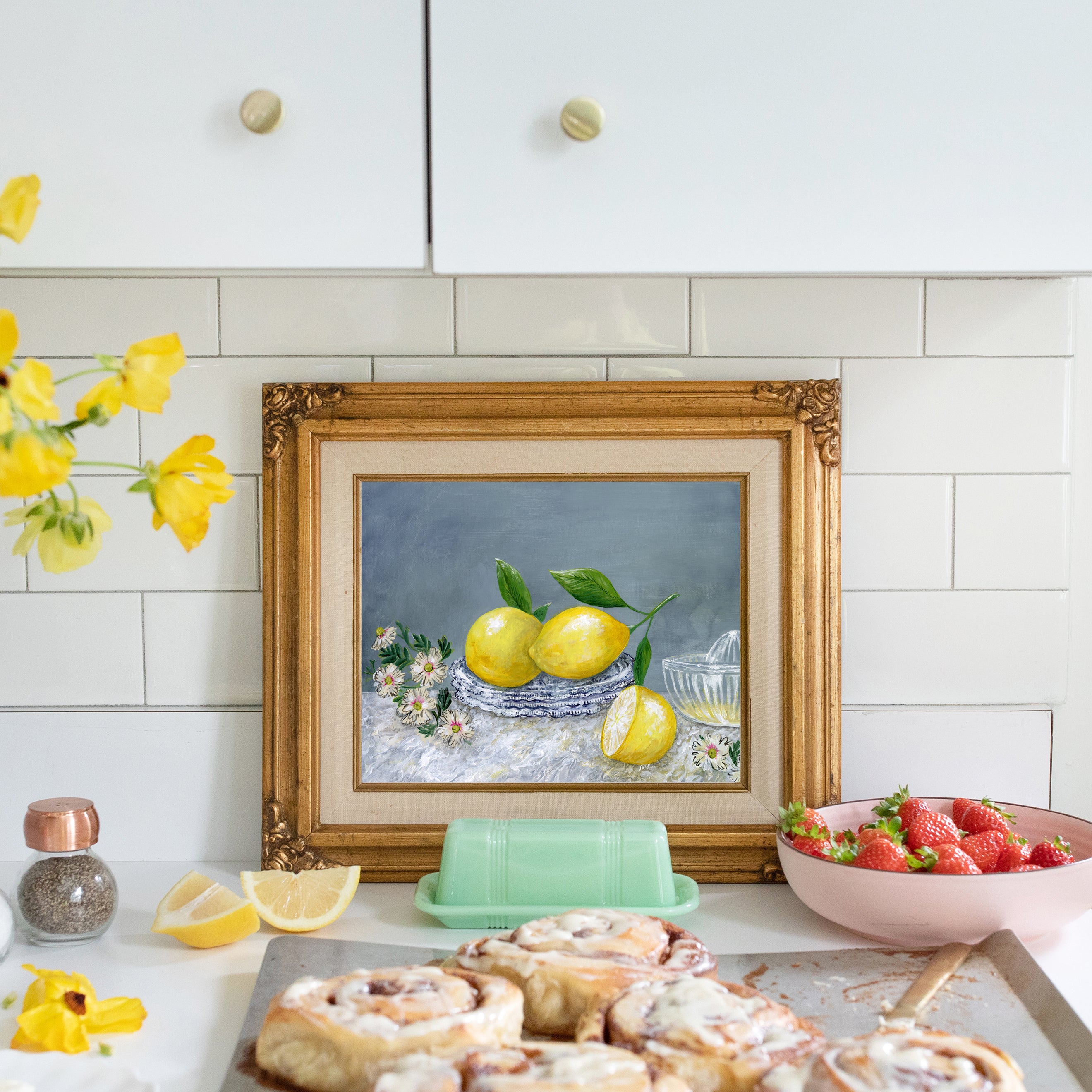 Lemons Still Life Luxe Art Print