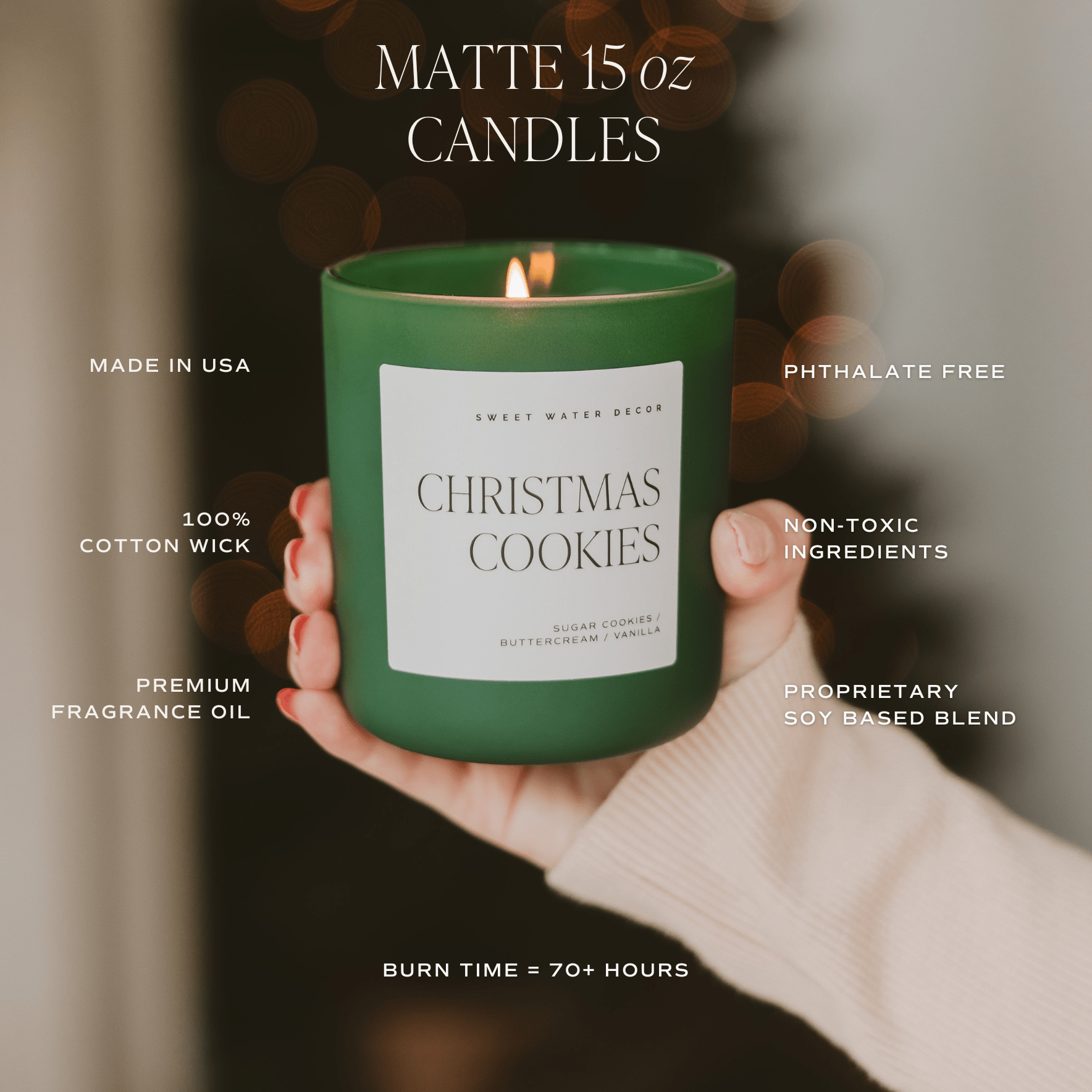 Christmas Cookies Soy Candle (15oz Green Matte Jar – Sugar Cookies)