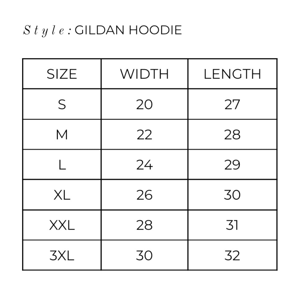 gildan hoodie size chart