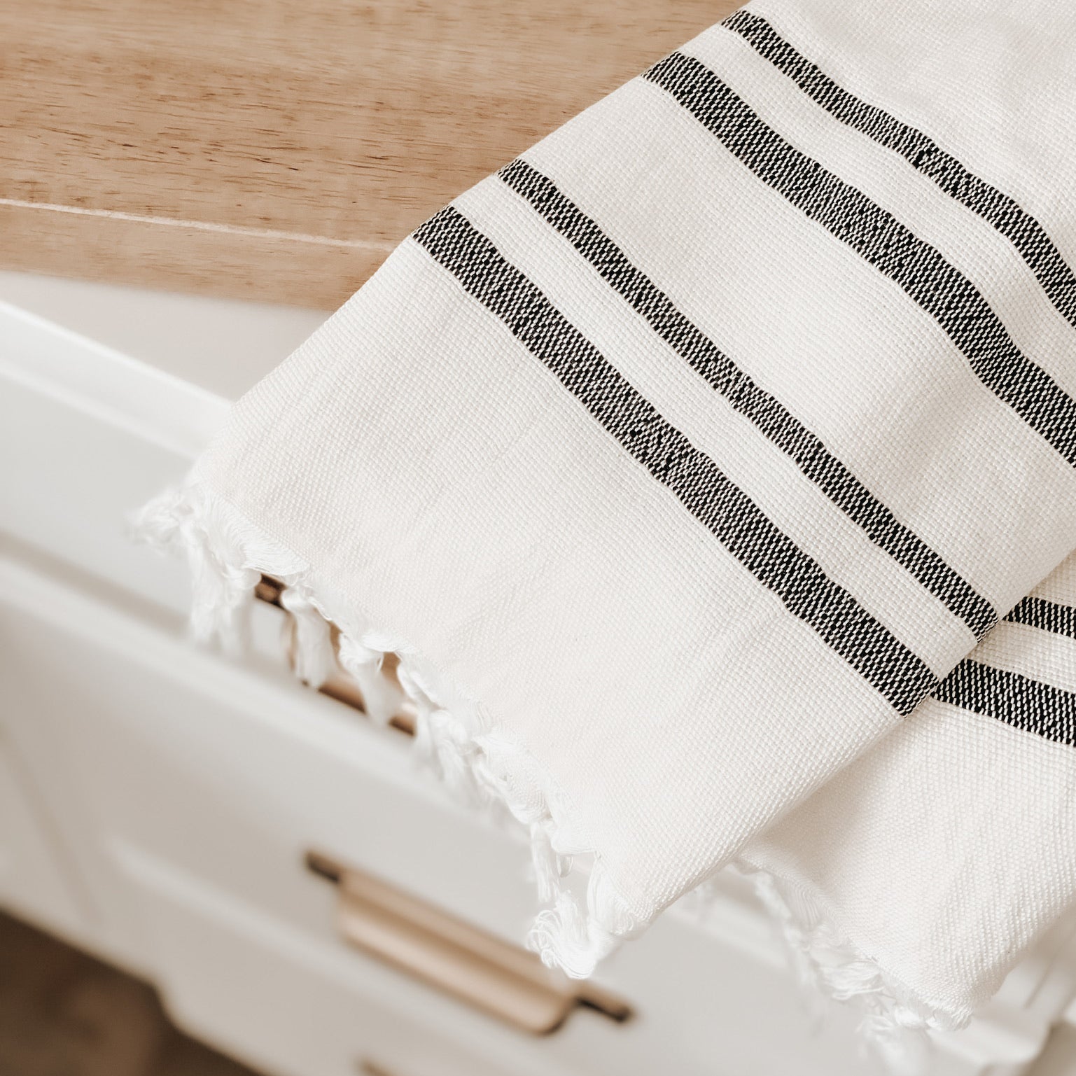 Haley Turkish Cotton + Bamboo Hand Towel (Two Stripe)