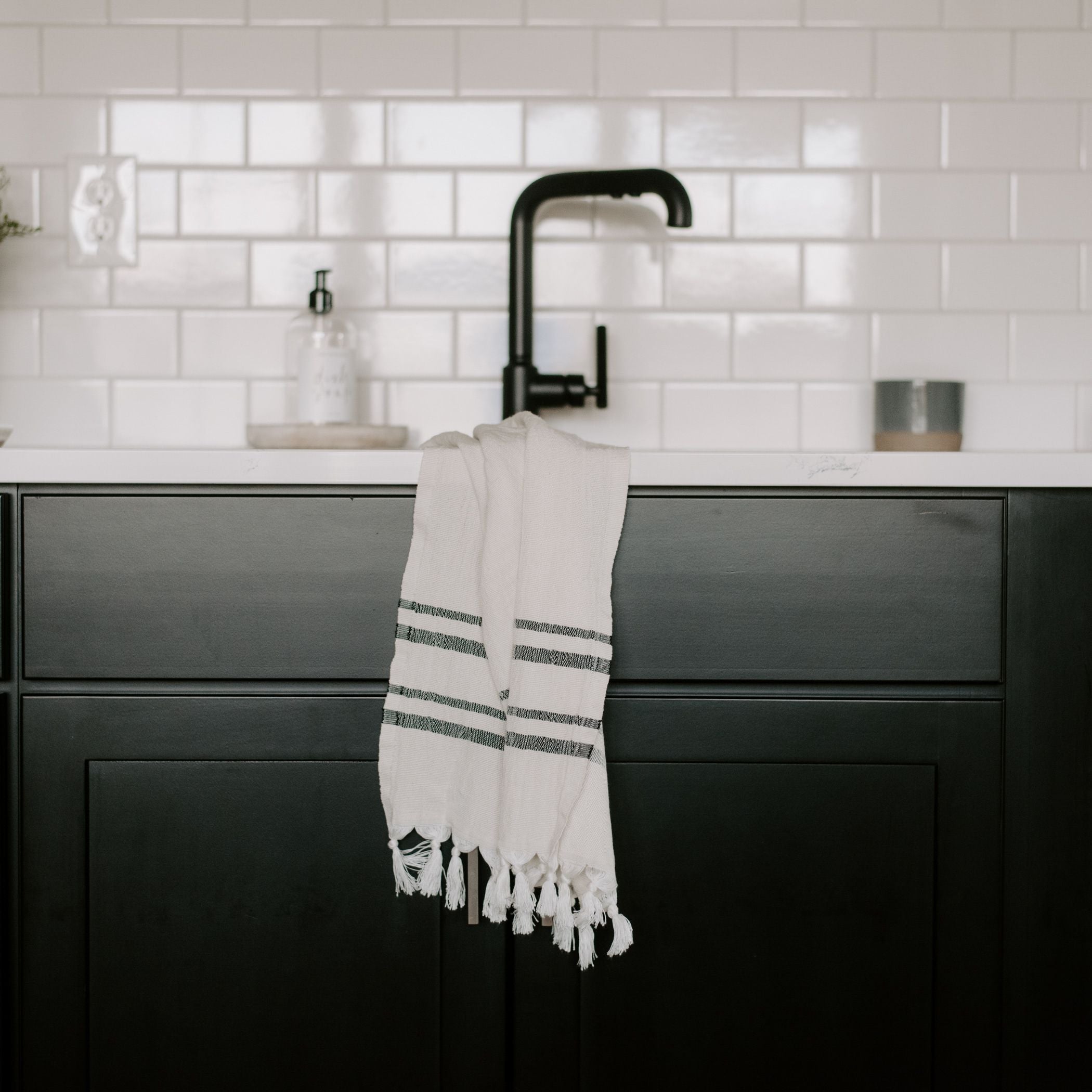 Haley Turkish Cotton + Bamboo Hand Towel (Two Stripe)