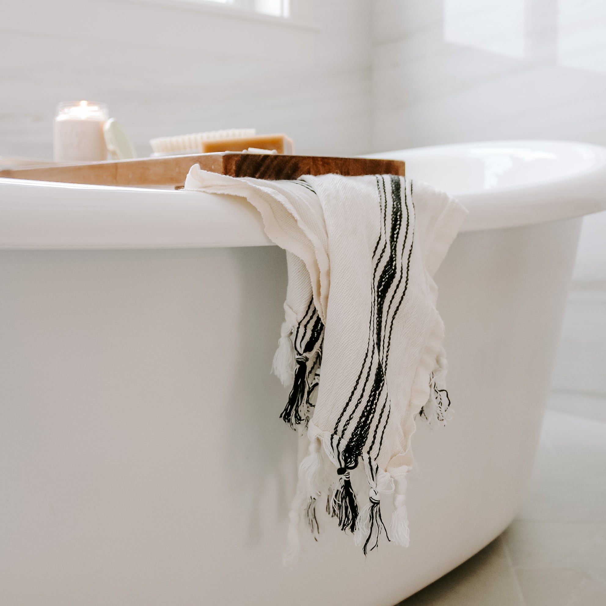 Savannah Turkish Cotton + Bamboo Hand Towel (Five Stripe)