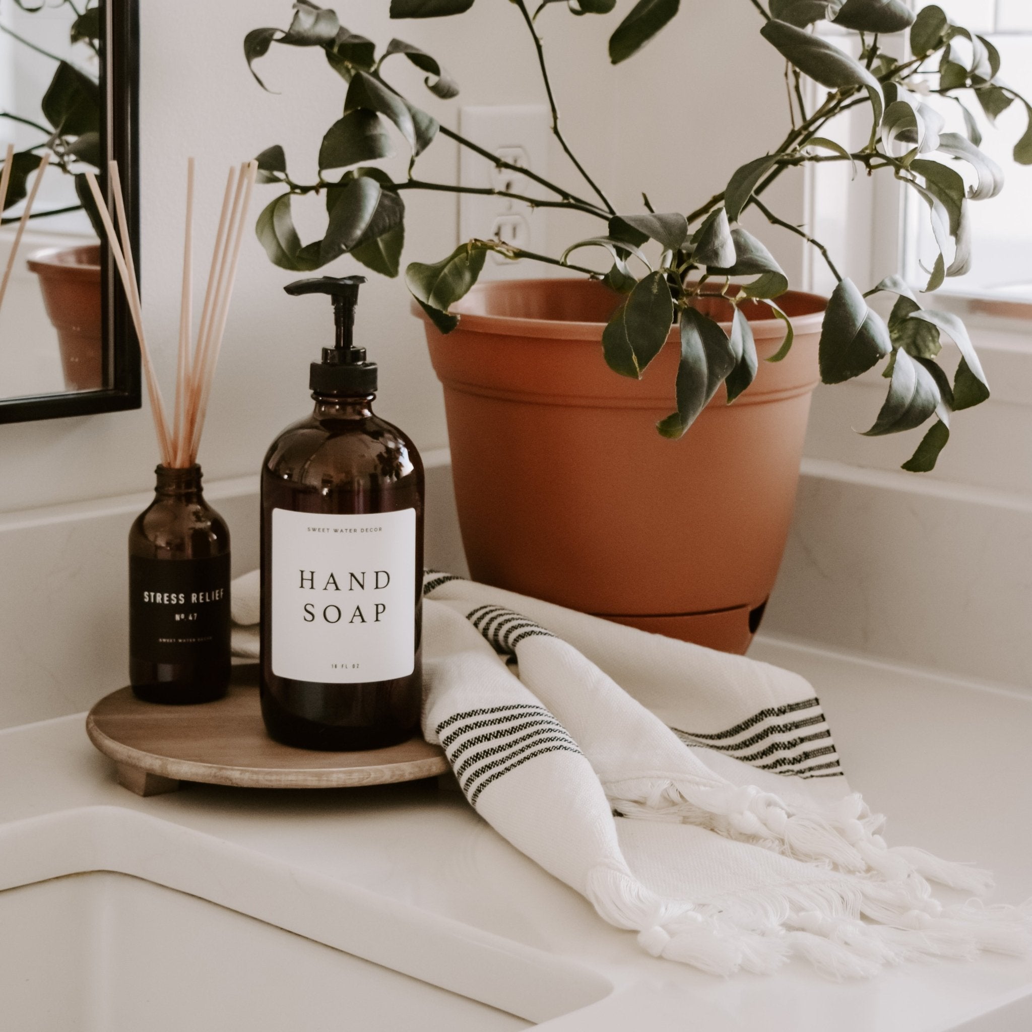 Turkish Cotton + Bamboo Hand Towel (Multi Stripes)