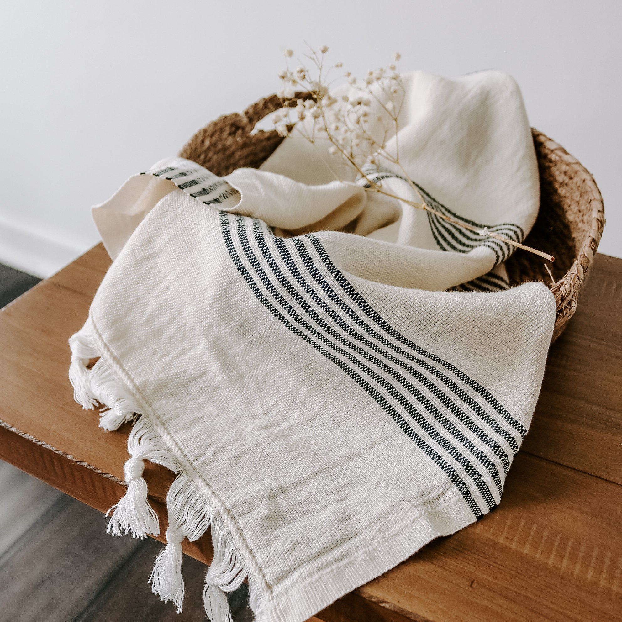 Turkish Cotton + Bamboo Hand Towel (Multi Stripes)