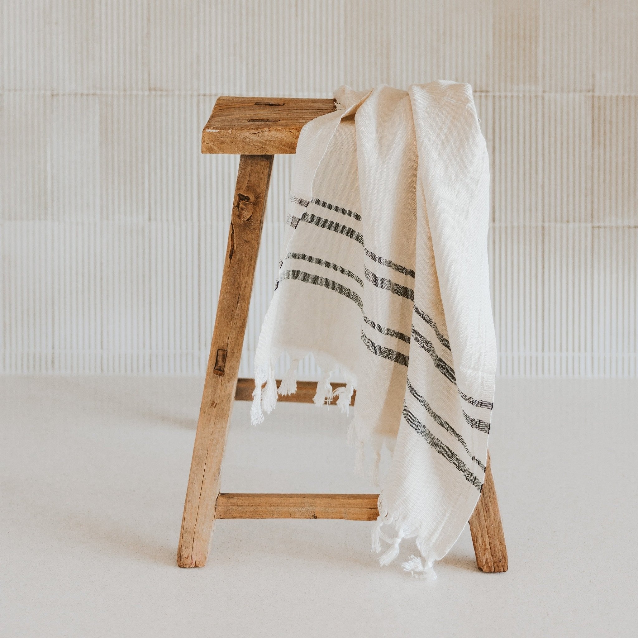 Haley Turkish Cotton + Bamboo Hand Towel (Two Stripe)