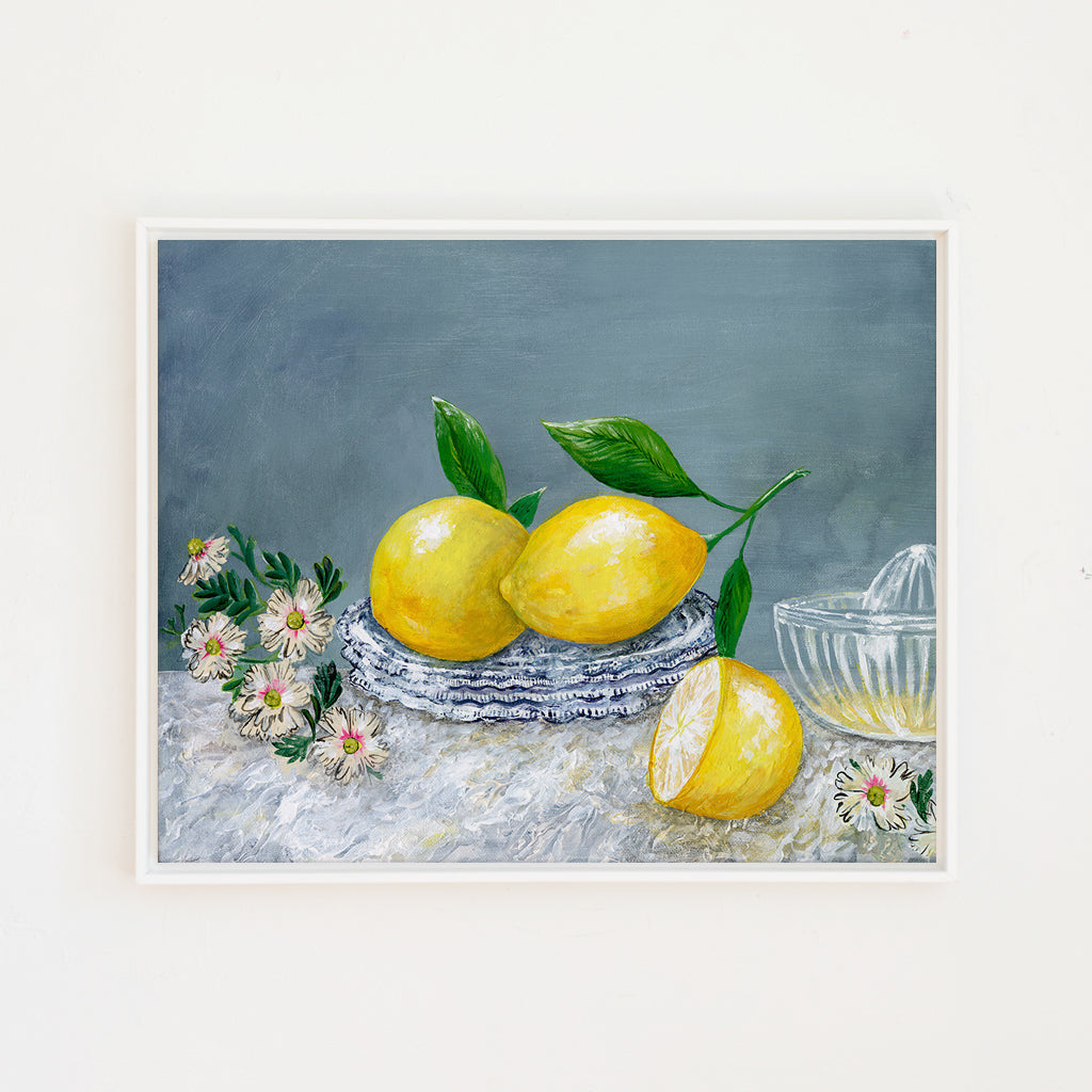 lemons still life canvas