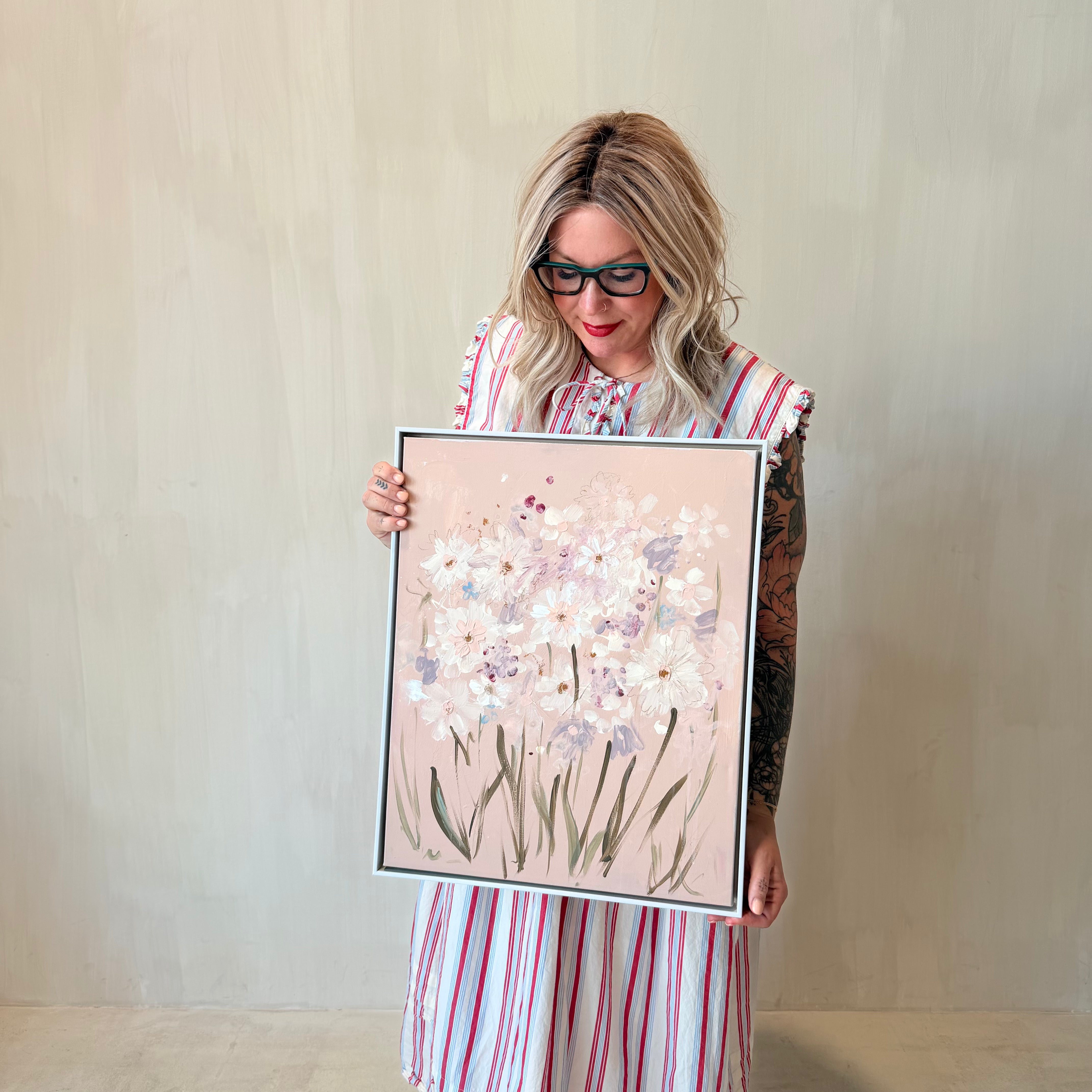 Blushing Blooms Textured Canvas Wall Art